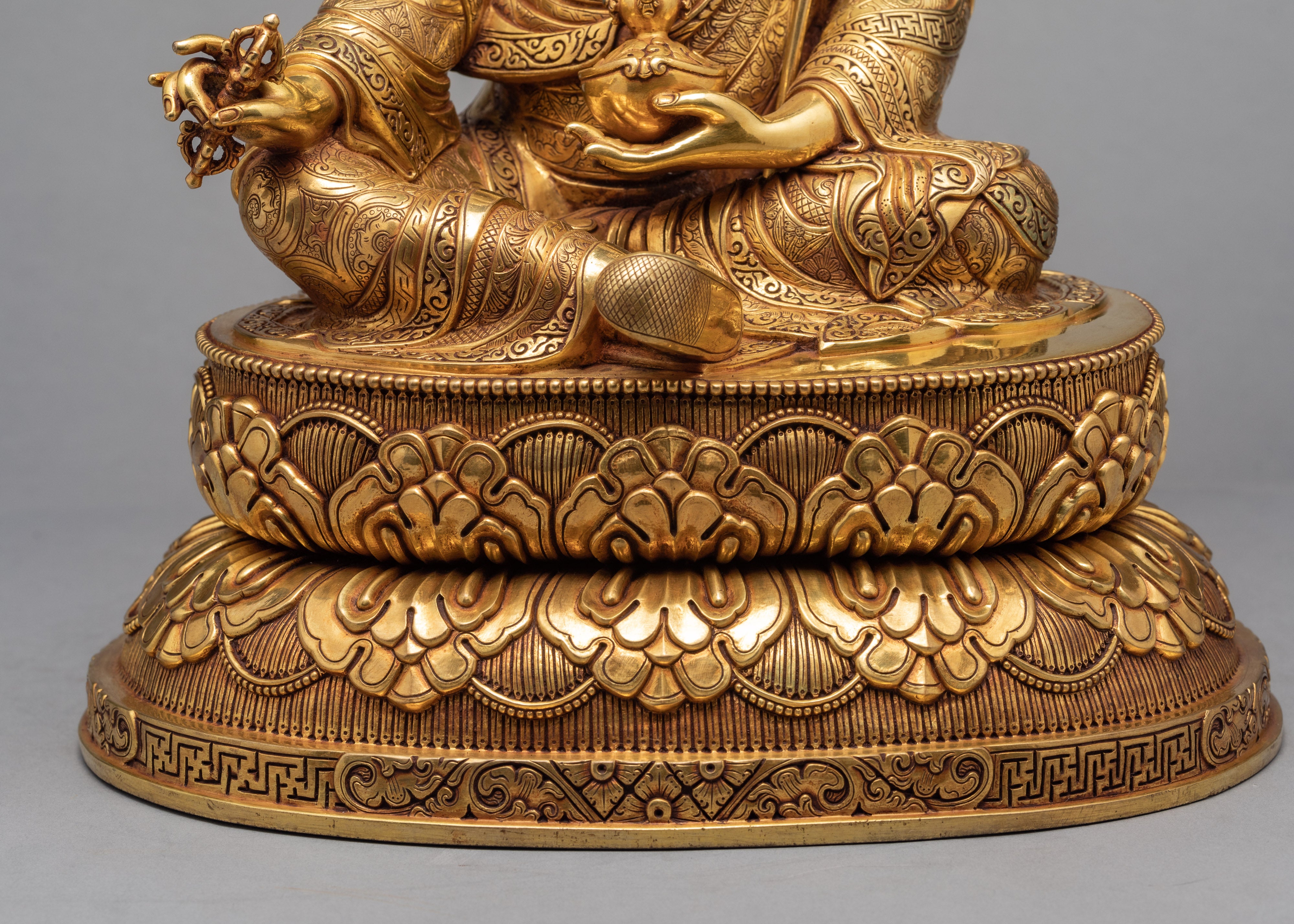 Guru Padmasambhava Statue | Guru Rinpoche Statue | Himalayan 24K Gold Sculpture