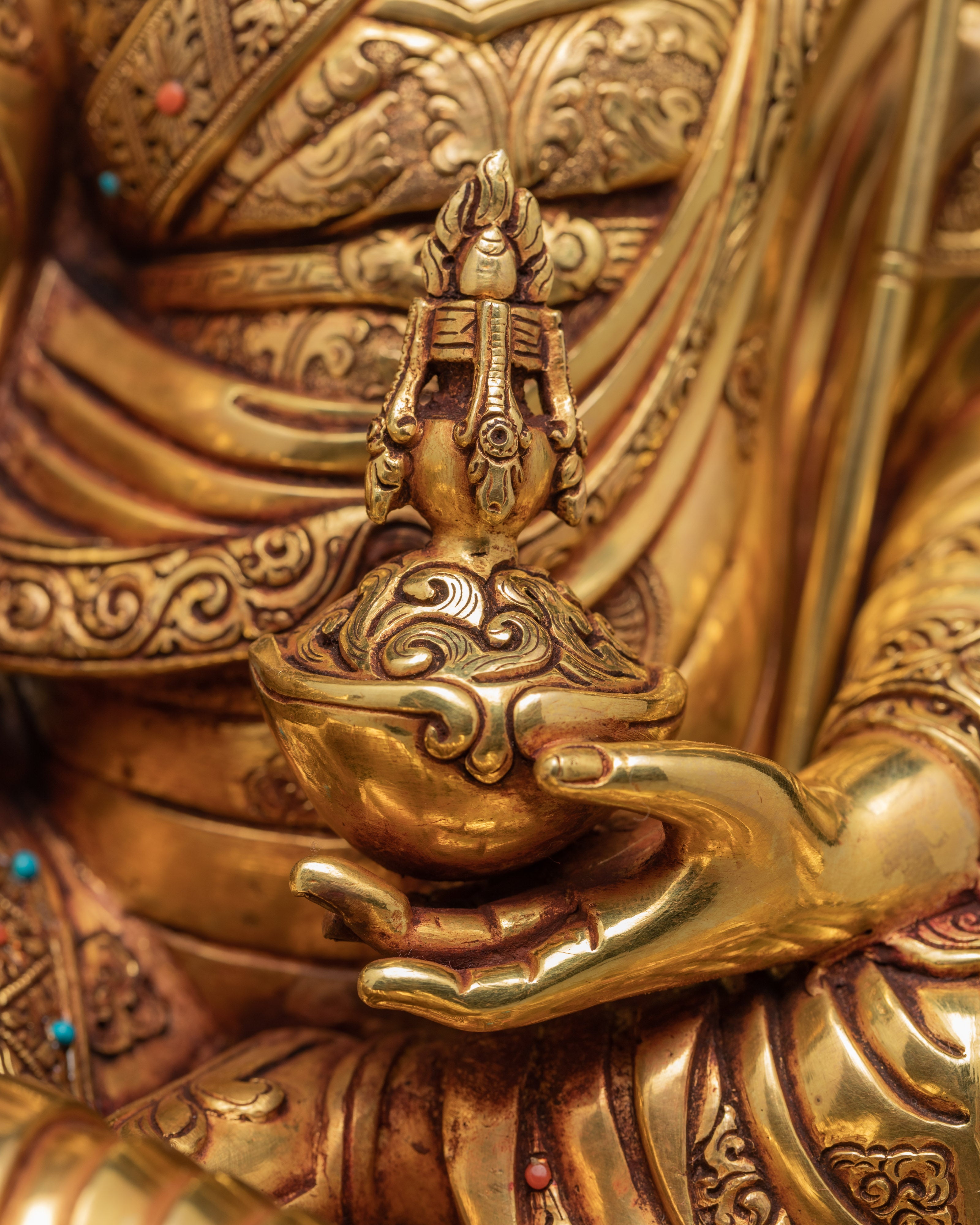 Guru Rinpoche Statue | Plated With Pure 24k Gold | Padmasambhava Statue