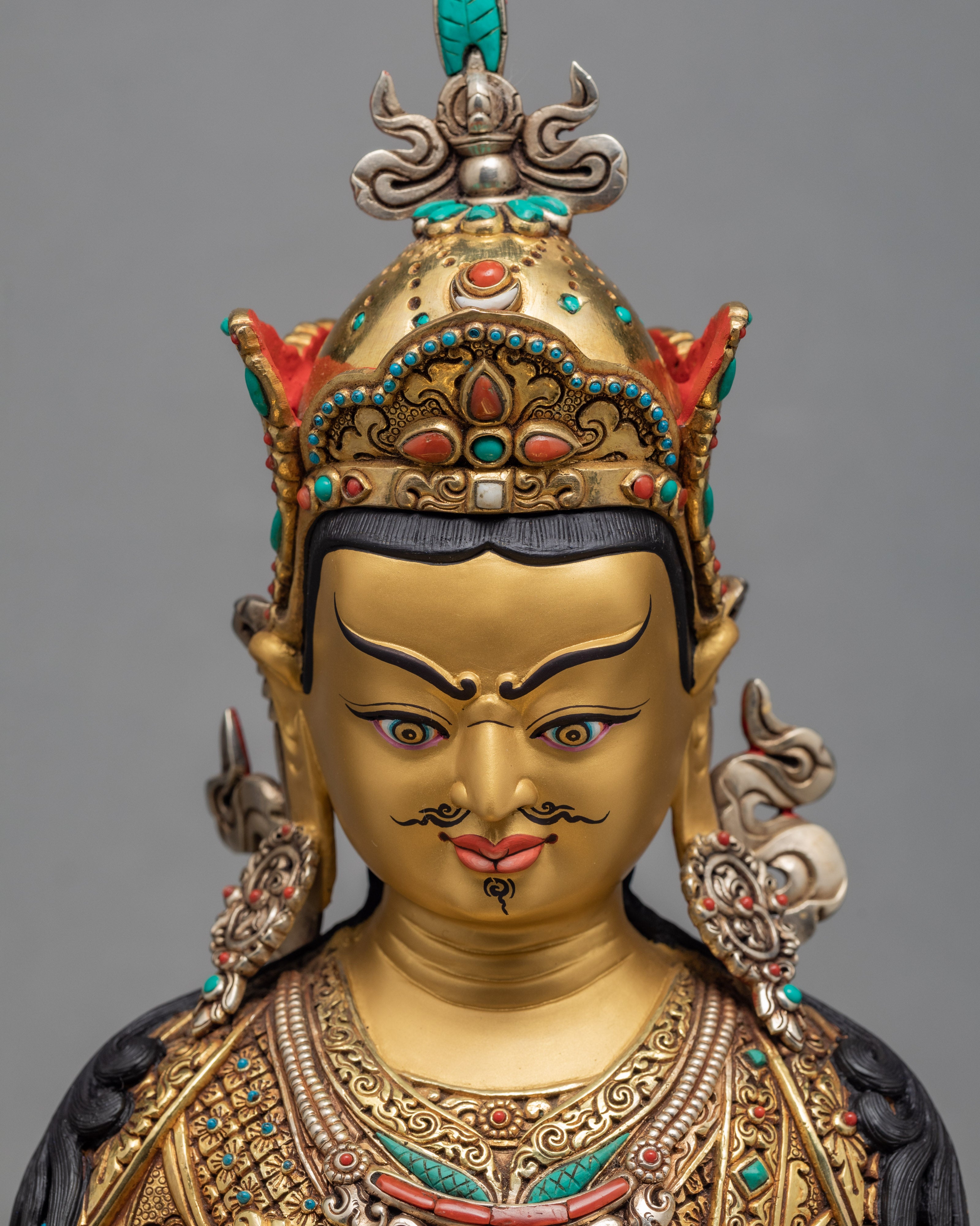Tibetan Guru Rinpoche | Gold Gilded Padmasambhava Statue