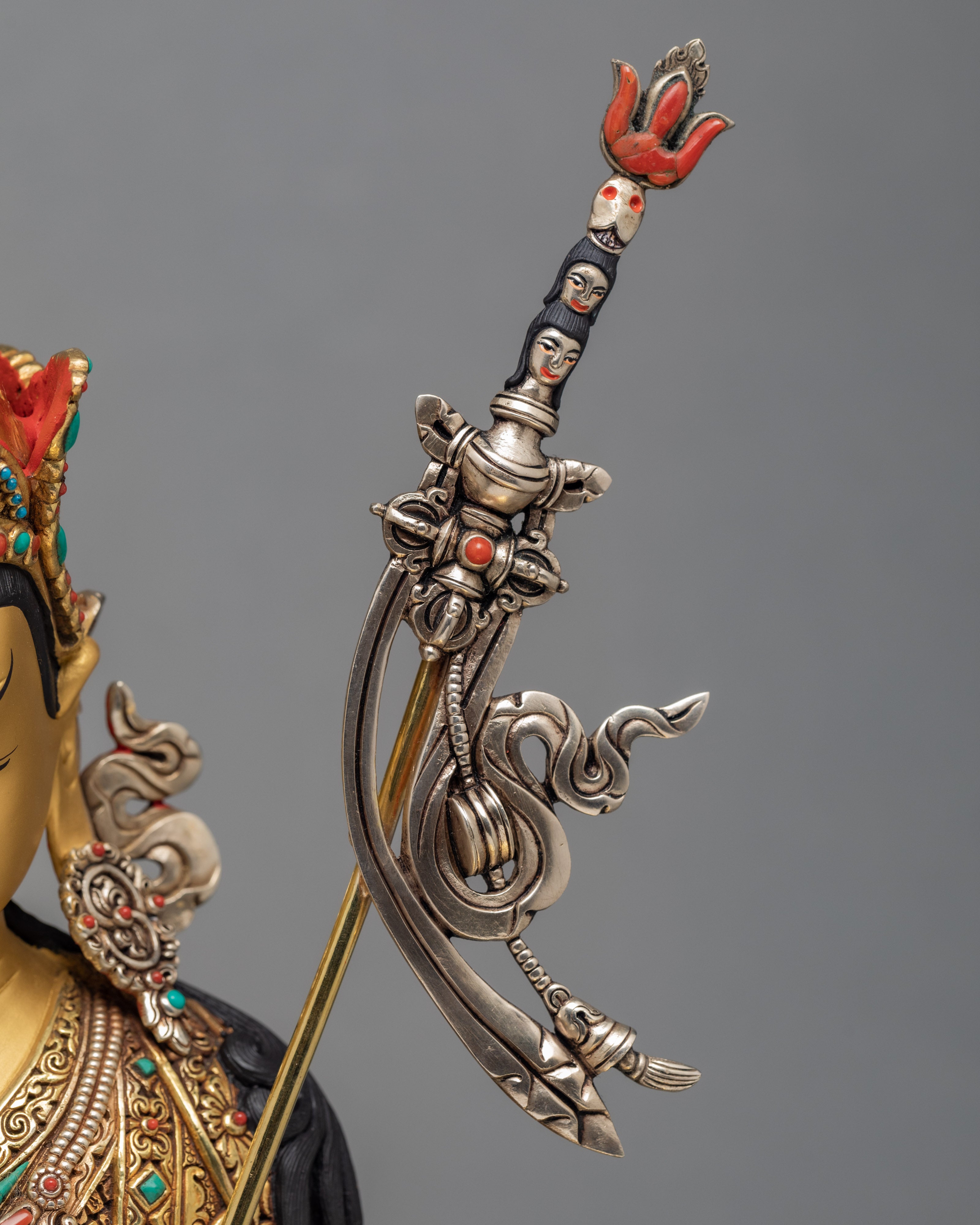 Tibetan Guru Rinpoche | Gold Gilded Padmasambhava Statue
