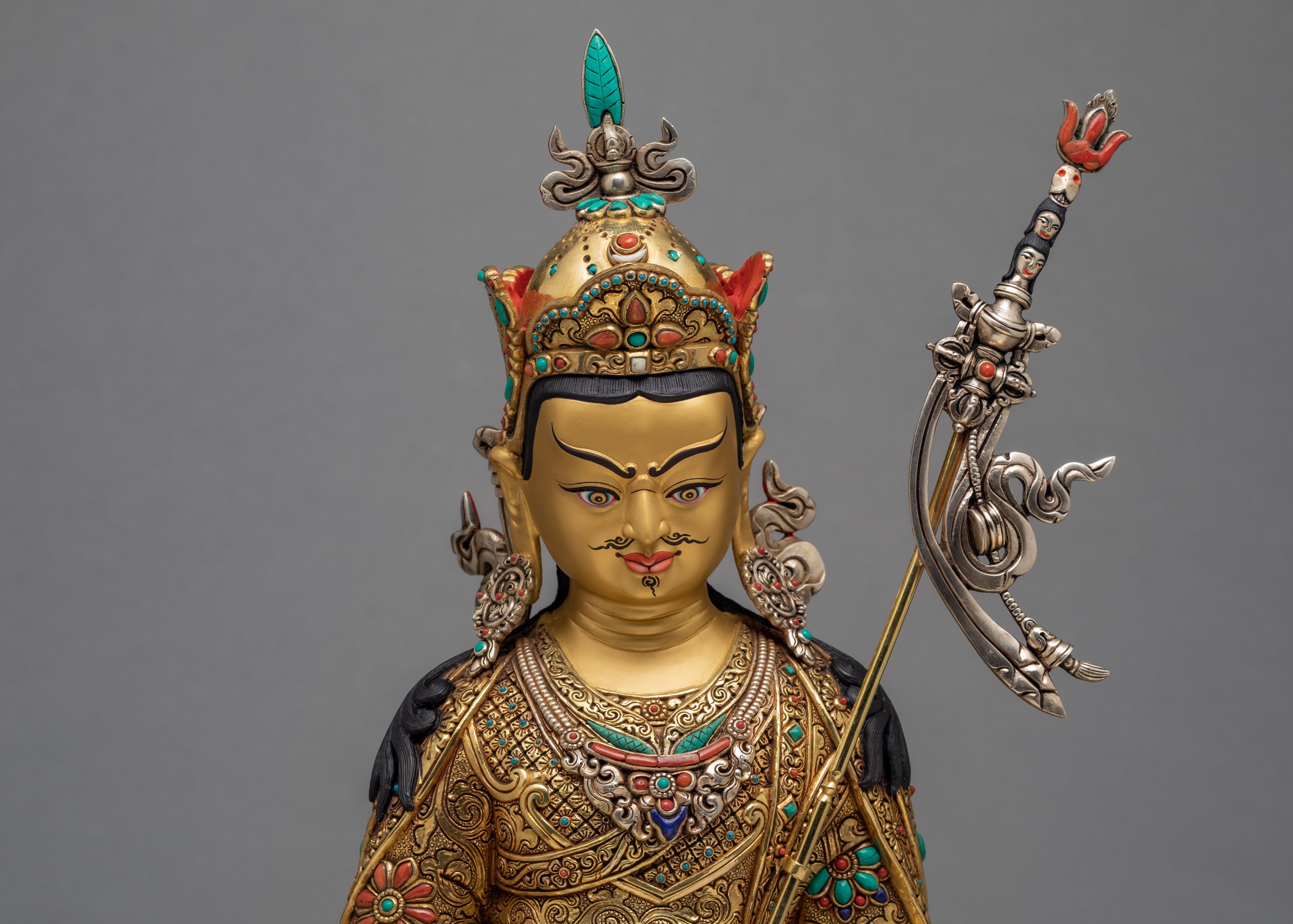 Tibetan Guru Rinpoche | Gold Gilded Padmasambhava Statue