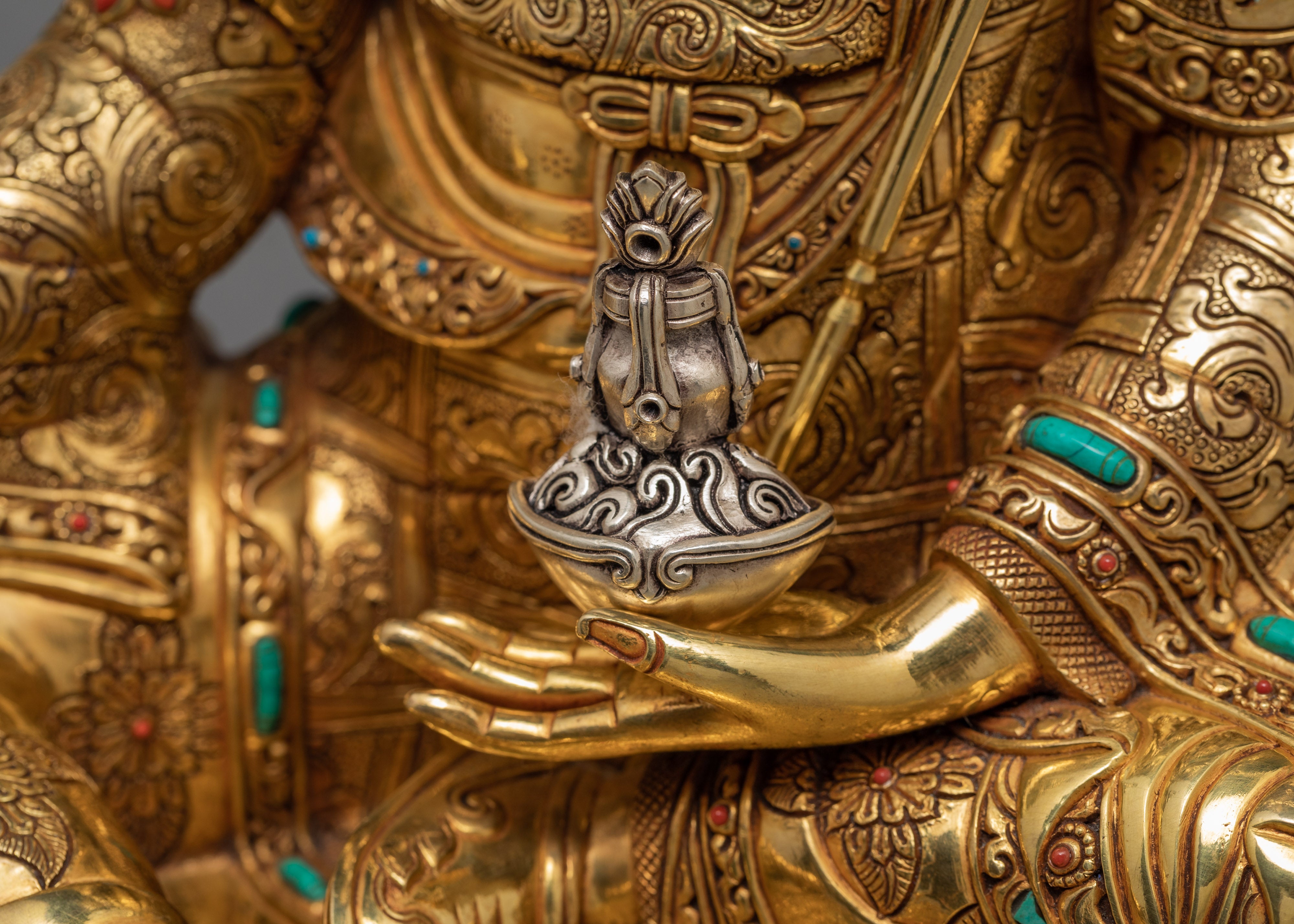 Tibetan Guru Rinpoche | Gold Gilded Padmasambhava Statue