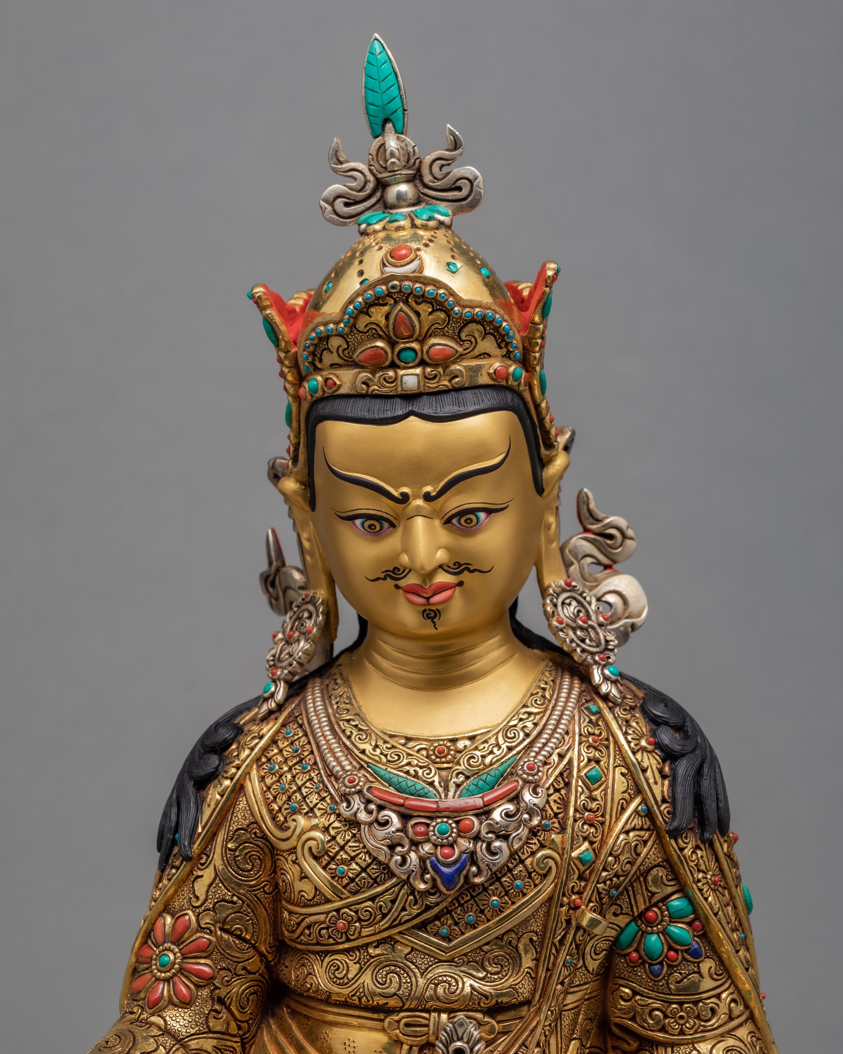 Tibetan Guru Rinpoche | Gold Gilded Padmasambhava Statue