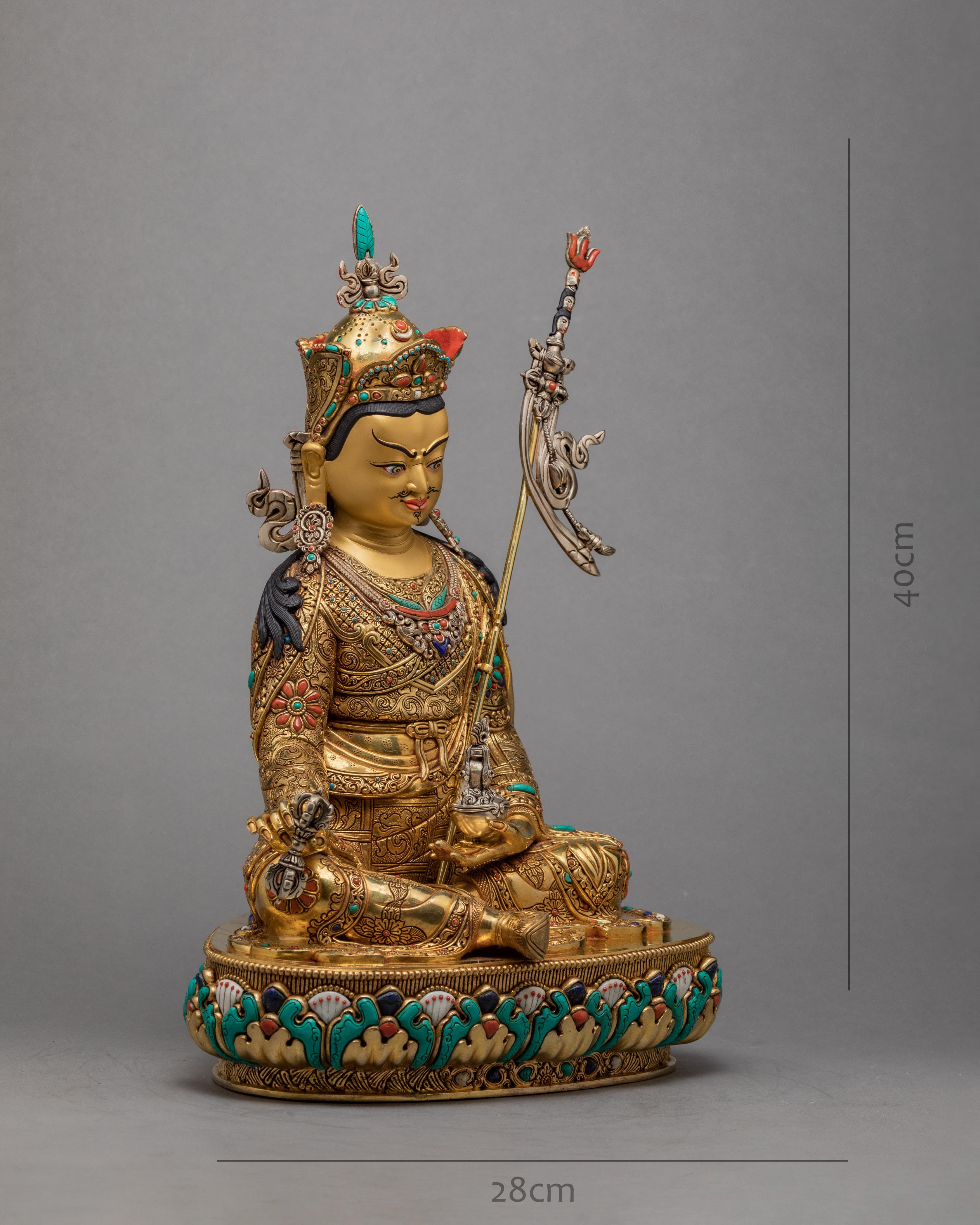 Tibetan Guru Rinpoche | Gold Gilded Padmasambhava Statue