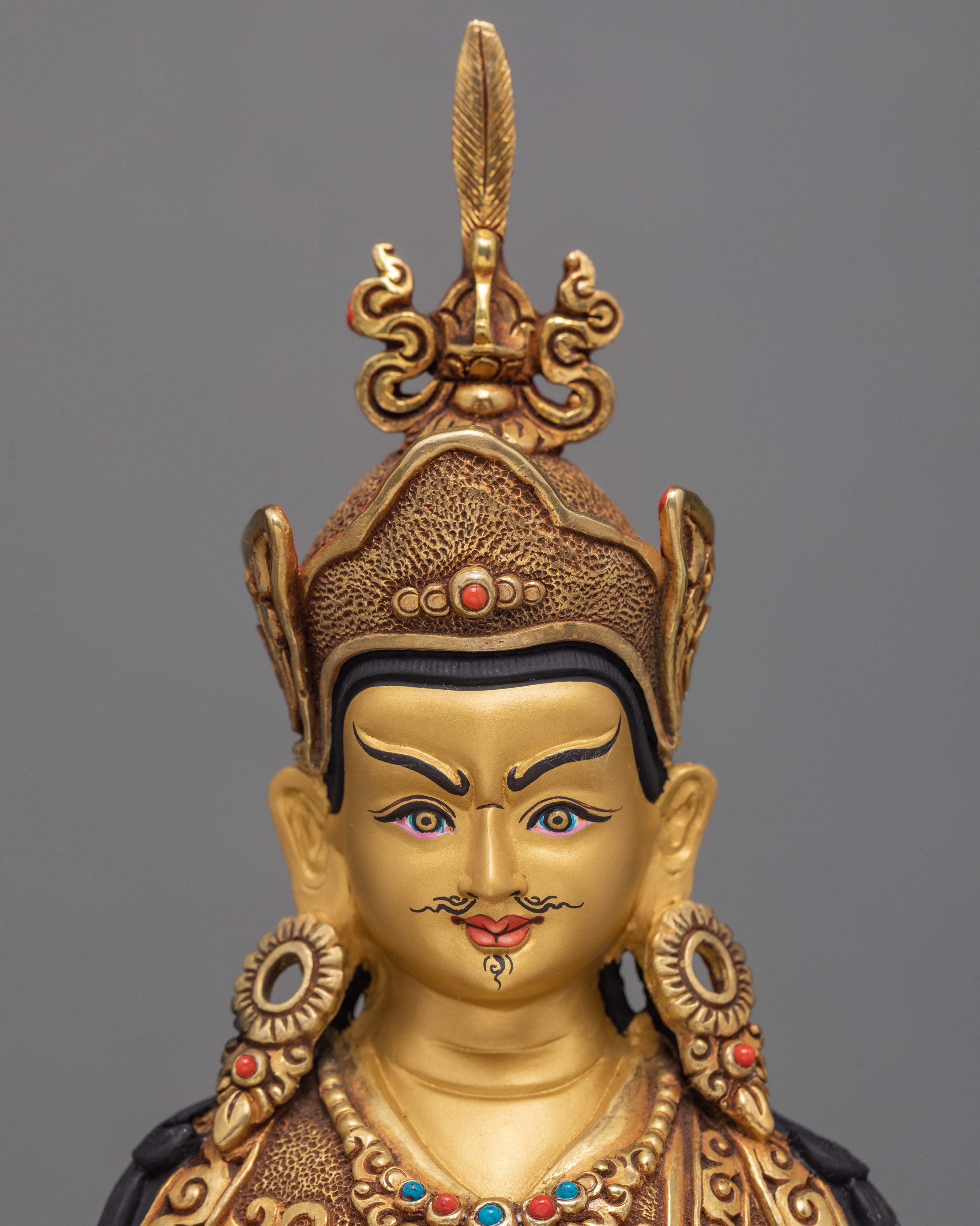 Guru Rinpoche , 24K Gold Plated Statue , Guru padmasambhava