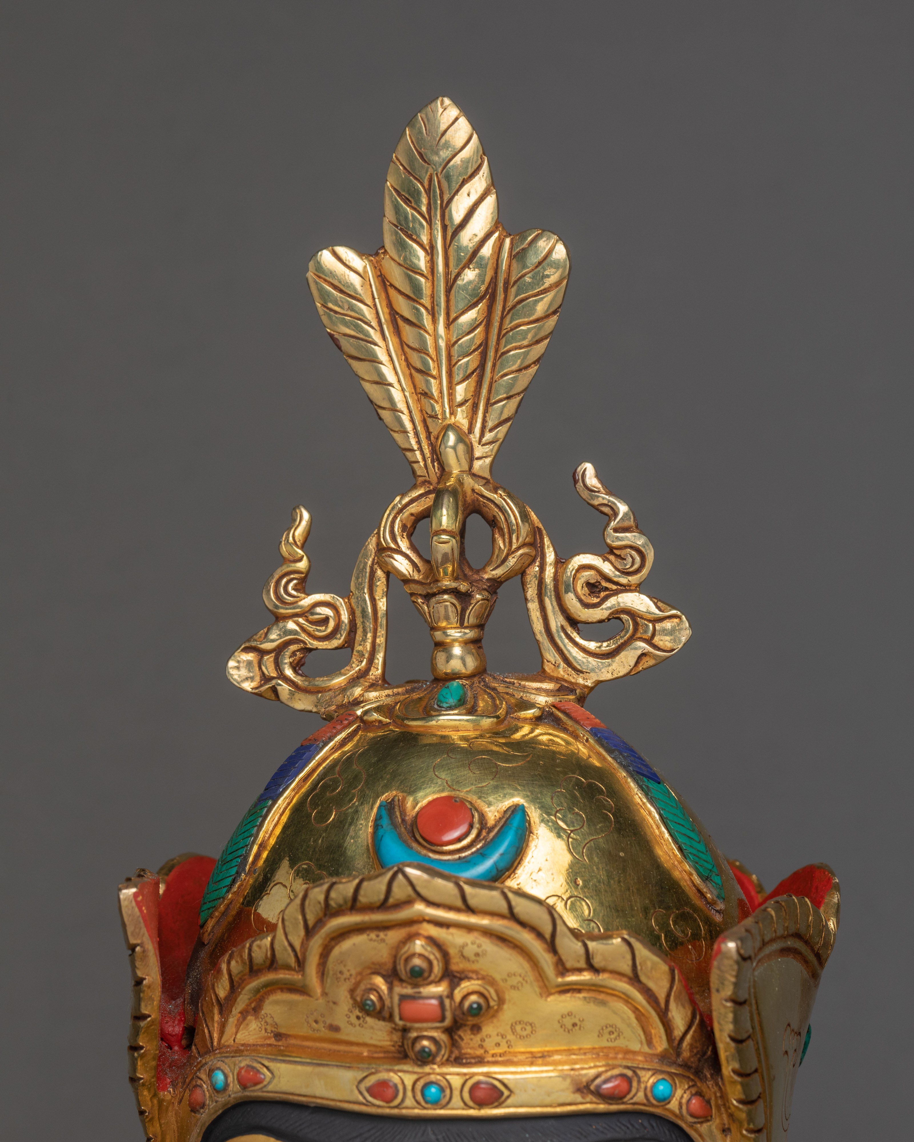 Padmasambhava Guru Rinpoche Statue | Finely Hand Carved Gold Coated Sculpture