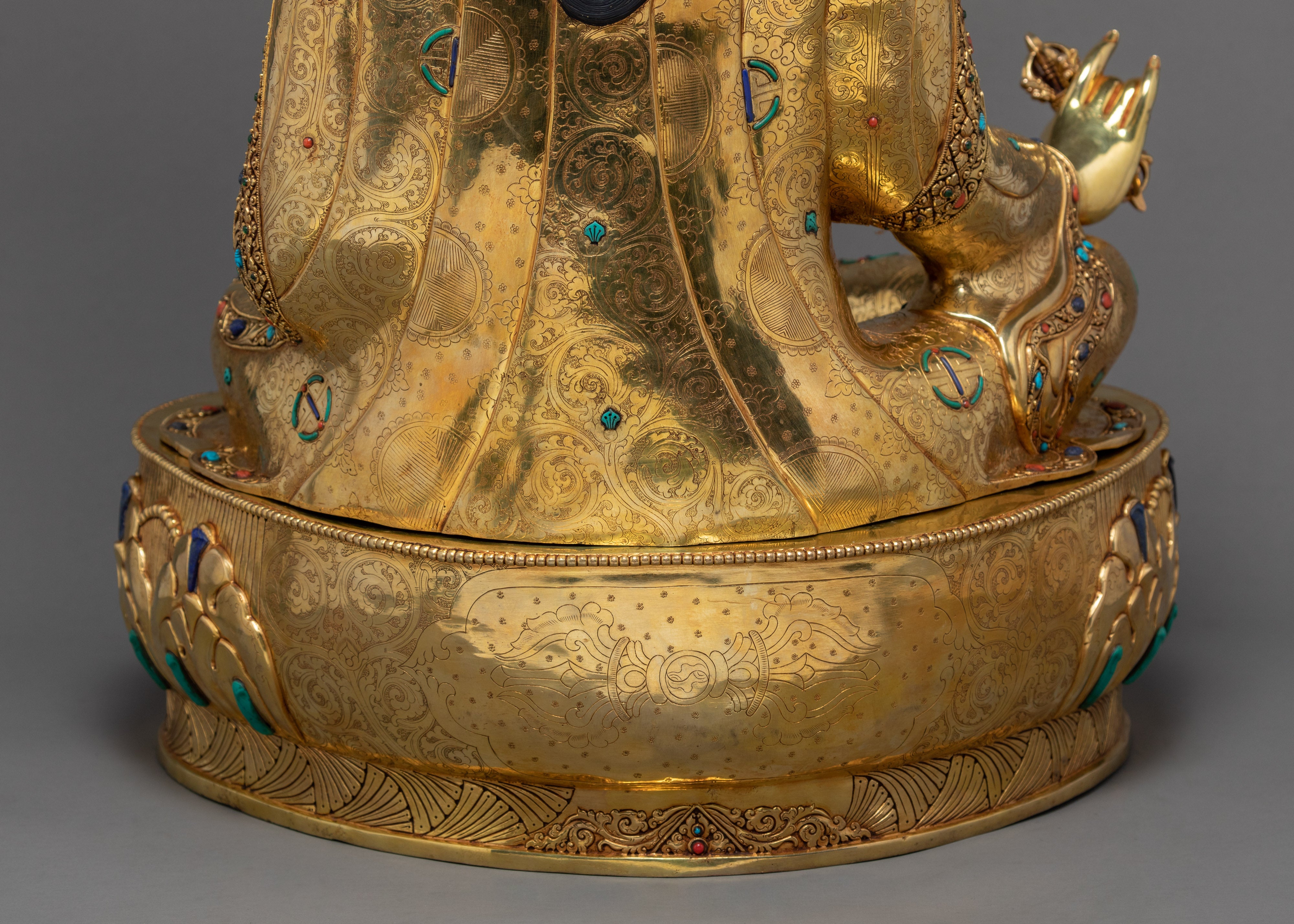 Padmasambhava Guru Rinpoche Statue | Finely Hand Carved Gold Coated Sculpture