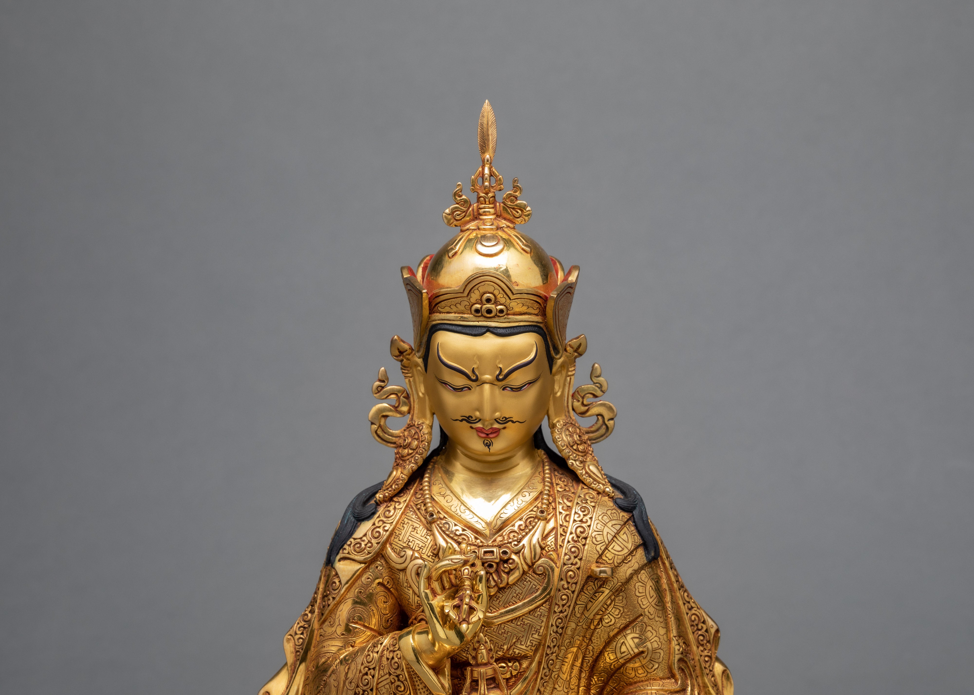 Guru Rinpoche Statue | Padmasambhava Gold Statue | Tibetan Buddhist Art