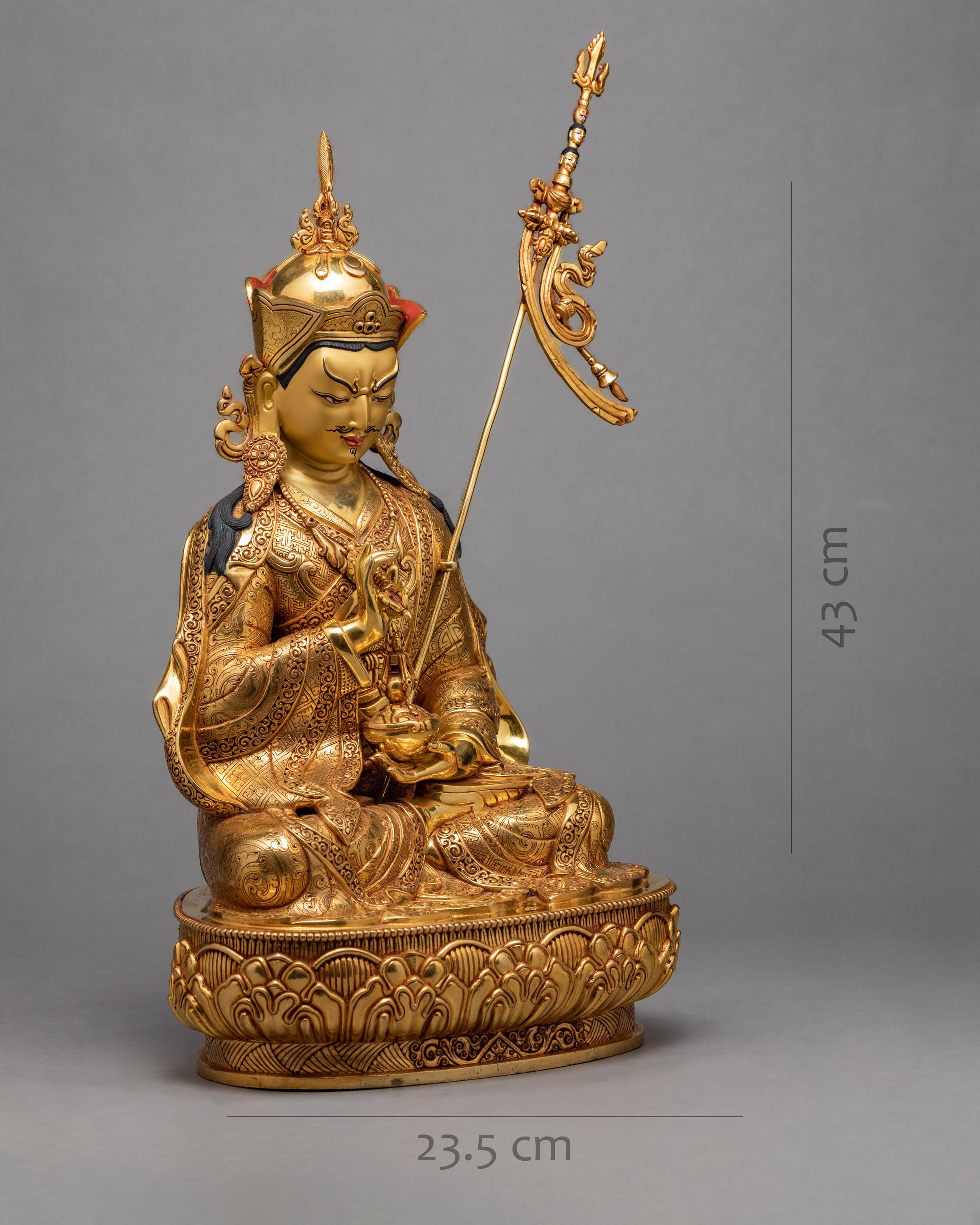 Guru Rinpoche Statue | Padmasambhava Gold Statue | Tibetan Buddhist Art