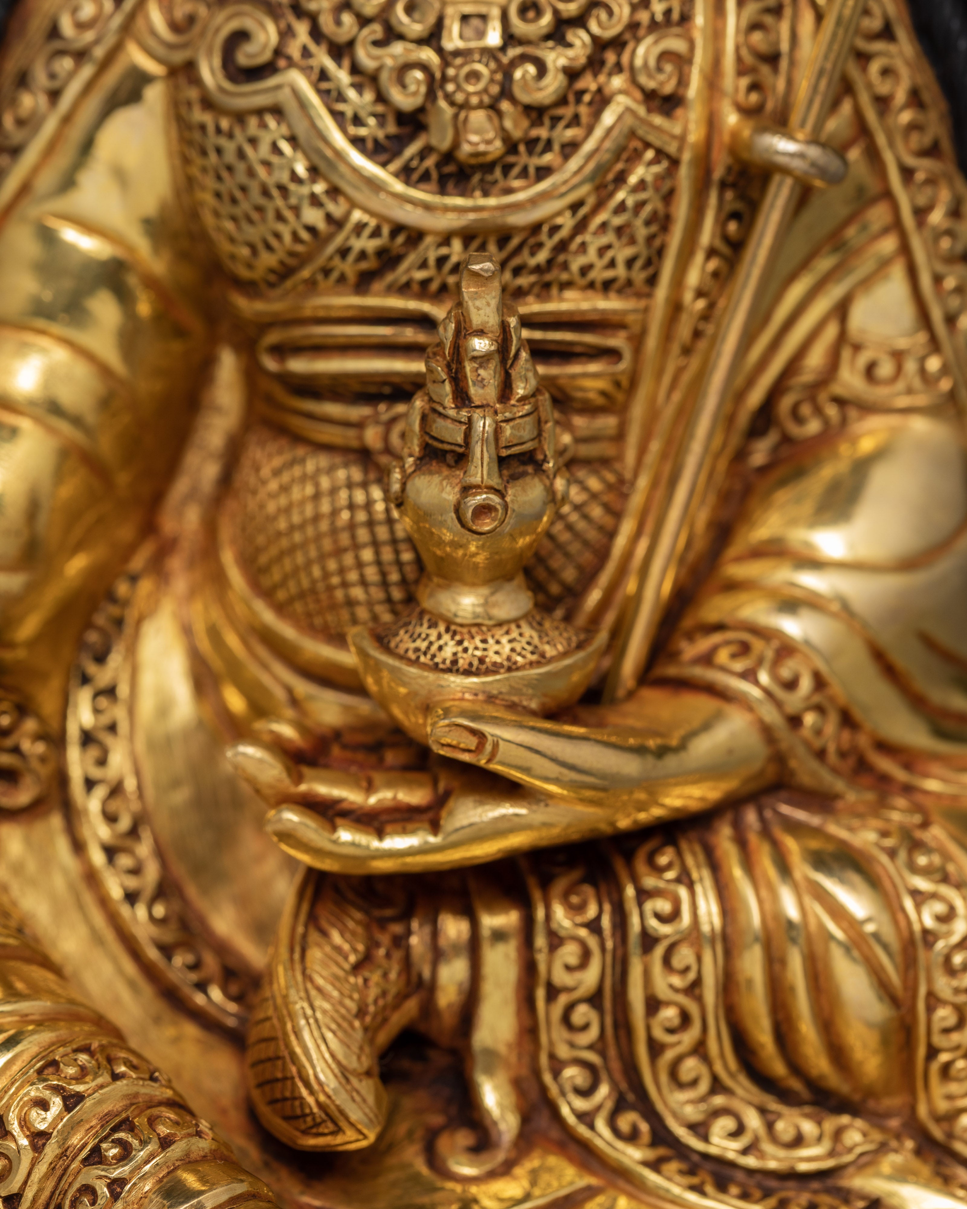 Hand Carved Guru Padmasambhava Statue | Traditional Buddhist Sculpture | Guru Rinpoche Statue