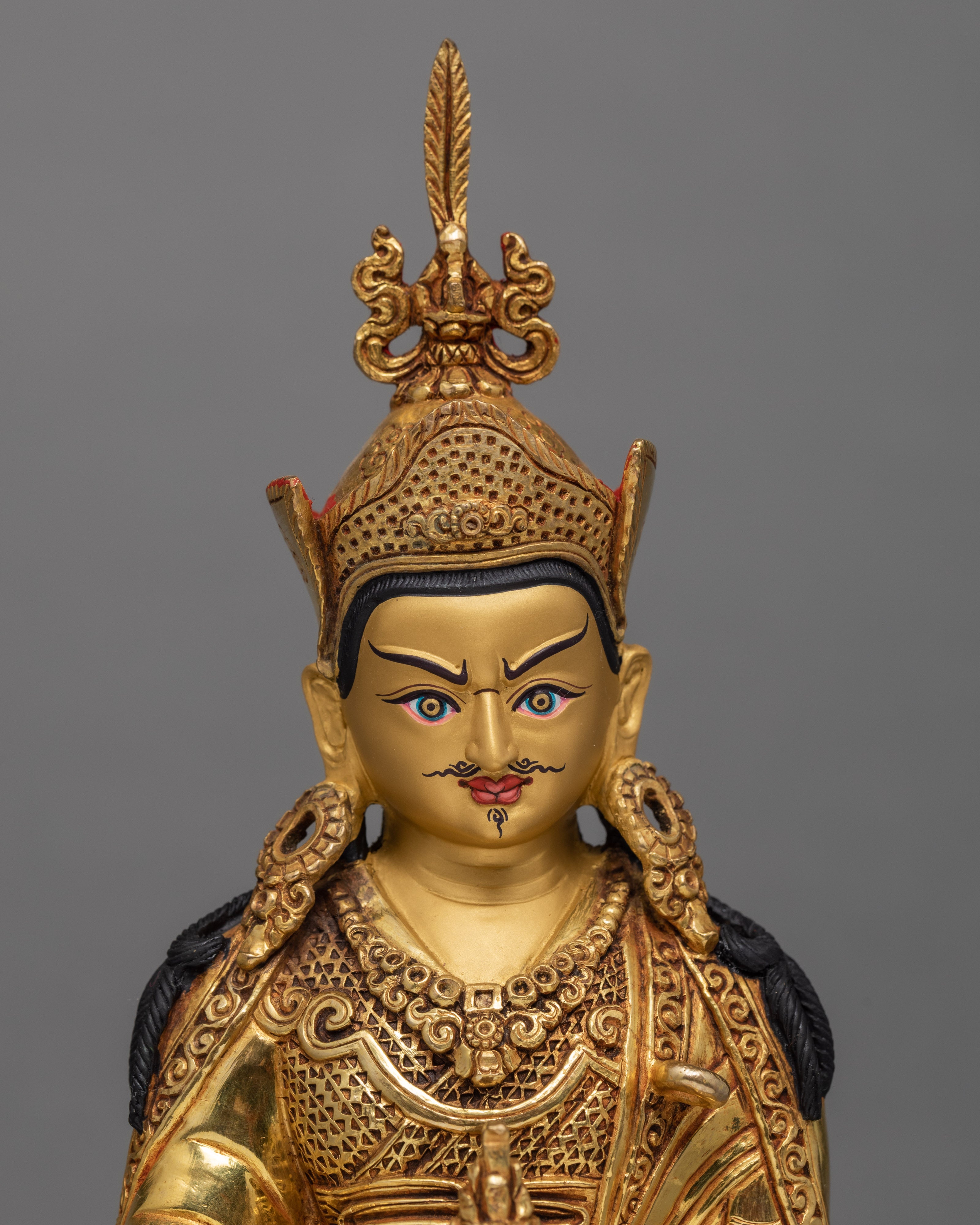 Hand Carved Guru Padmasambhava Statue | Traditional Buddhist Sculpture | Guru Rinpoche Statue