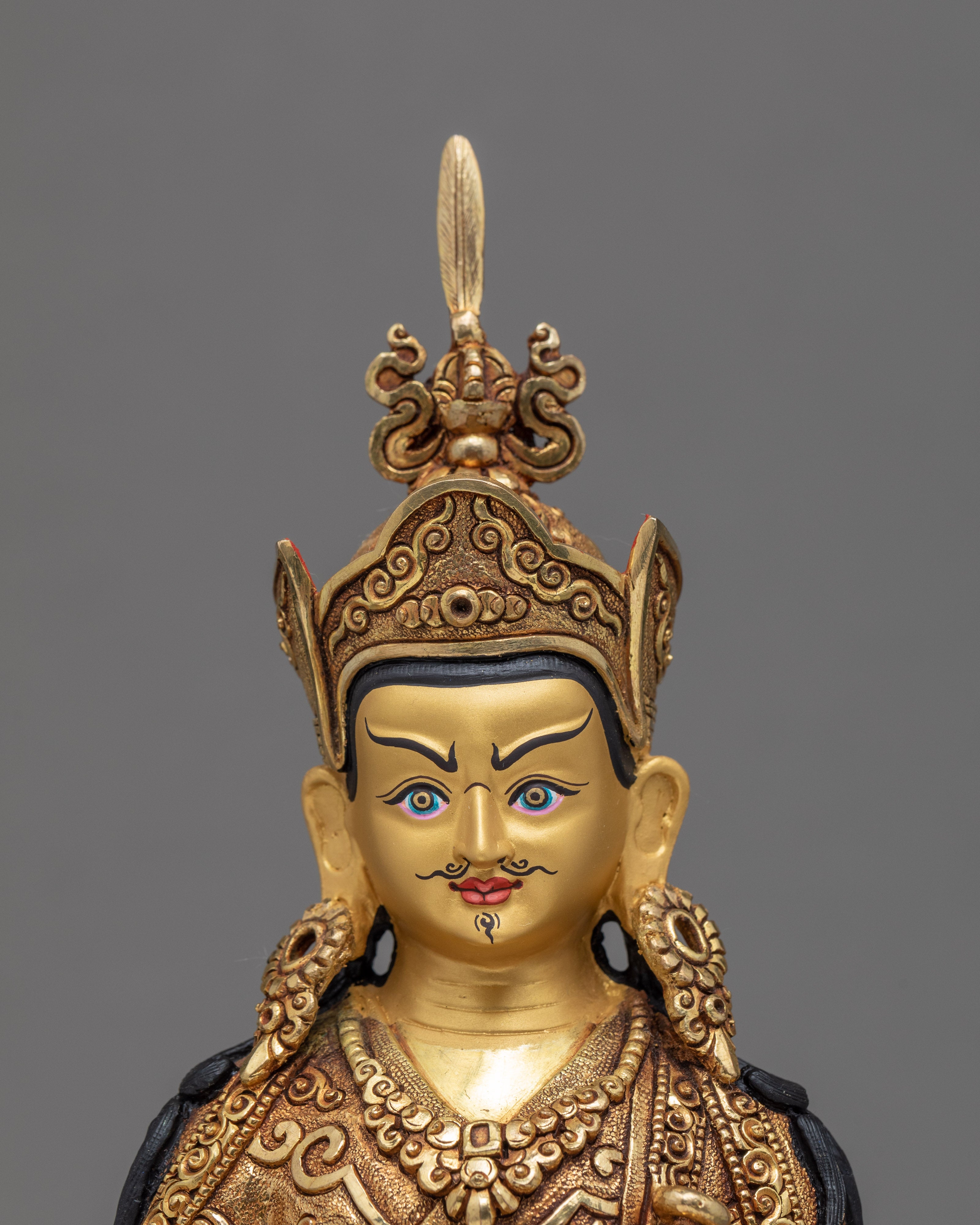 Guru Rinpoche Statue | Padmasambhava Gold Statue | Tibetan Buddhist Sculpture