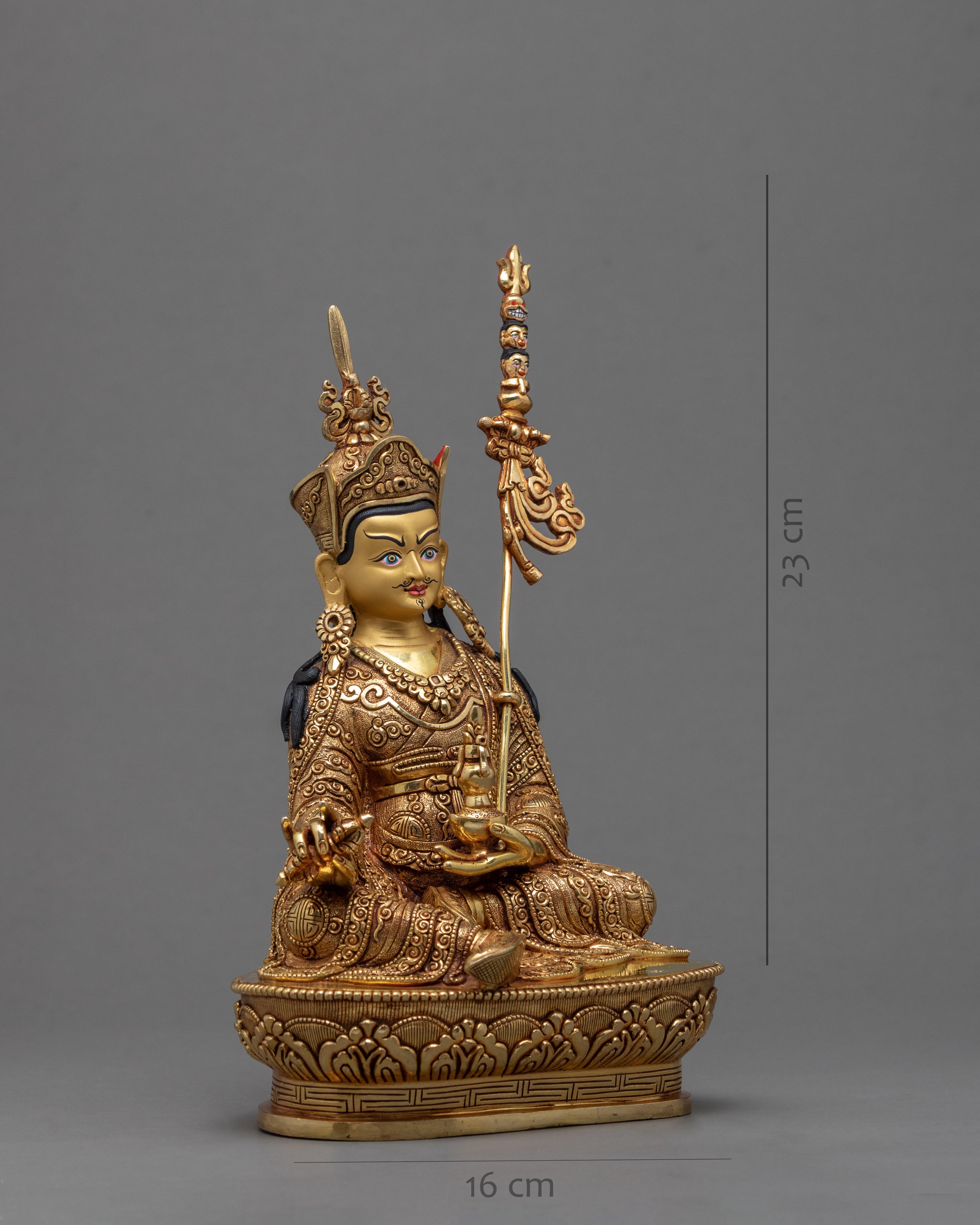 Guru Rinpoche Statue | Padmasambhava Gold Statue | Tibetan Buddhist Sculpture
