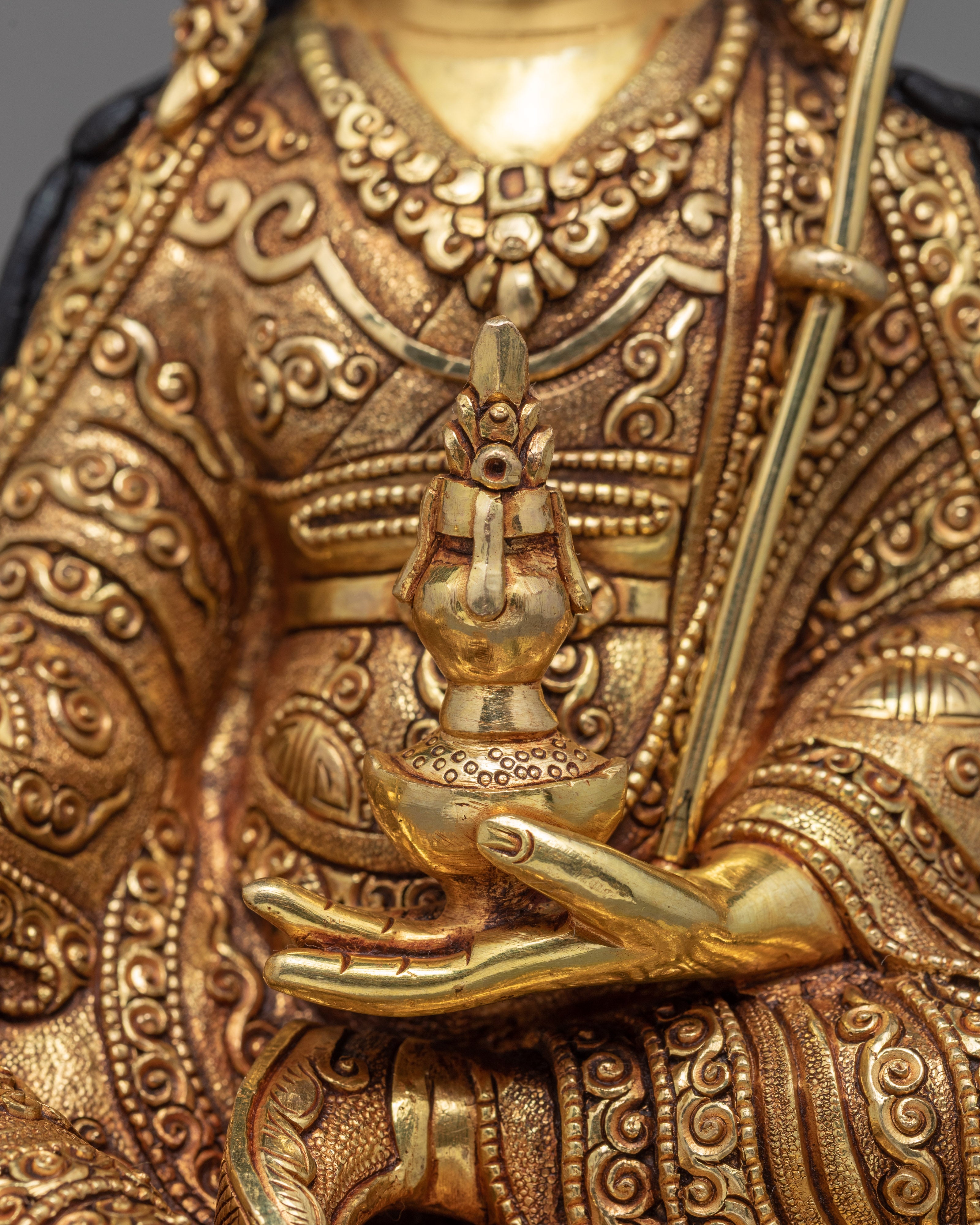 Guru Rinpoche Statue | Padmasambhava Gold Statue | Tibetan Buddhist Sculpture
