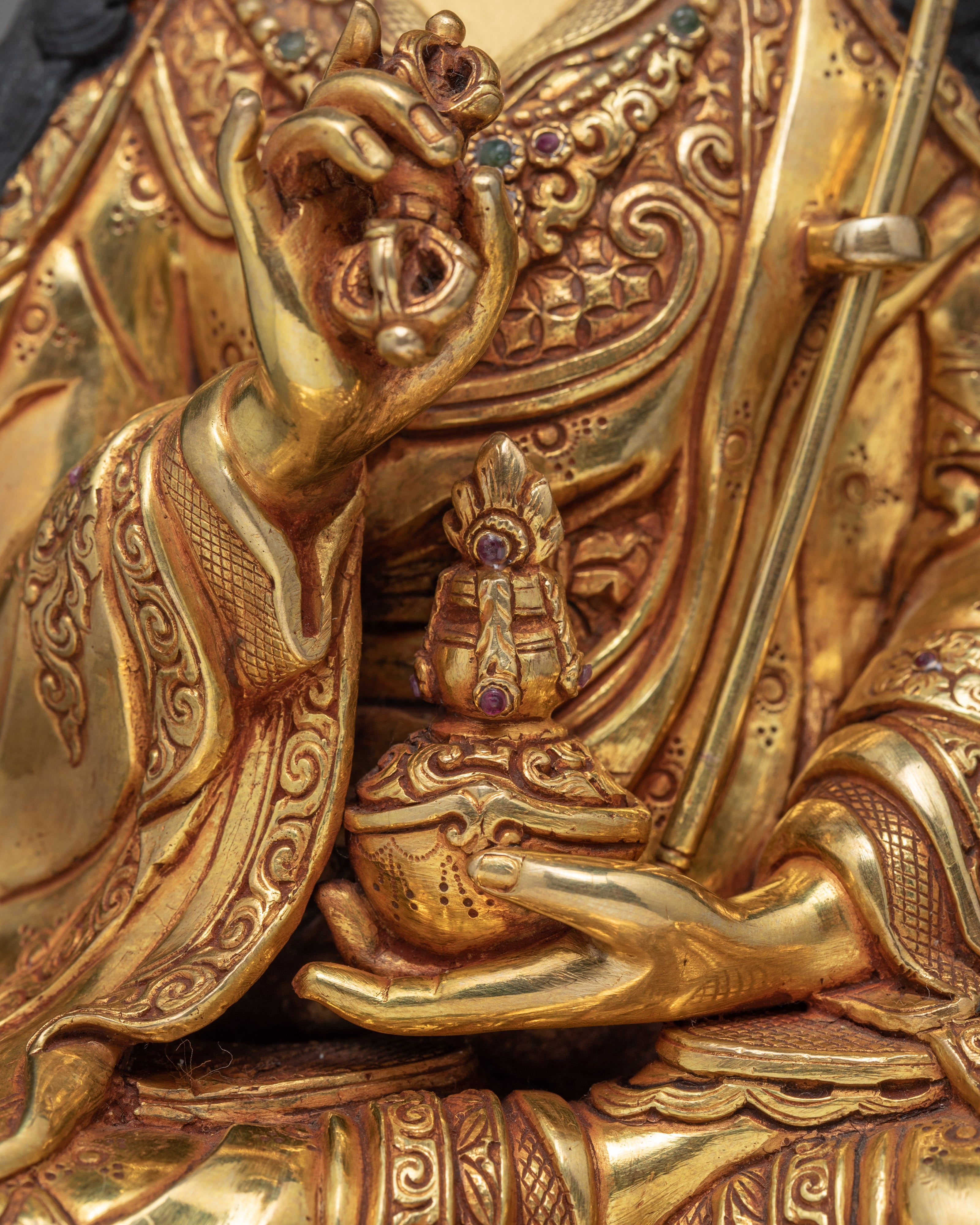 Padmasambhava Statue | Tibetan Sculpture | Guru Rinpoche 24K Gilded Gold