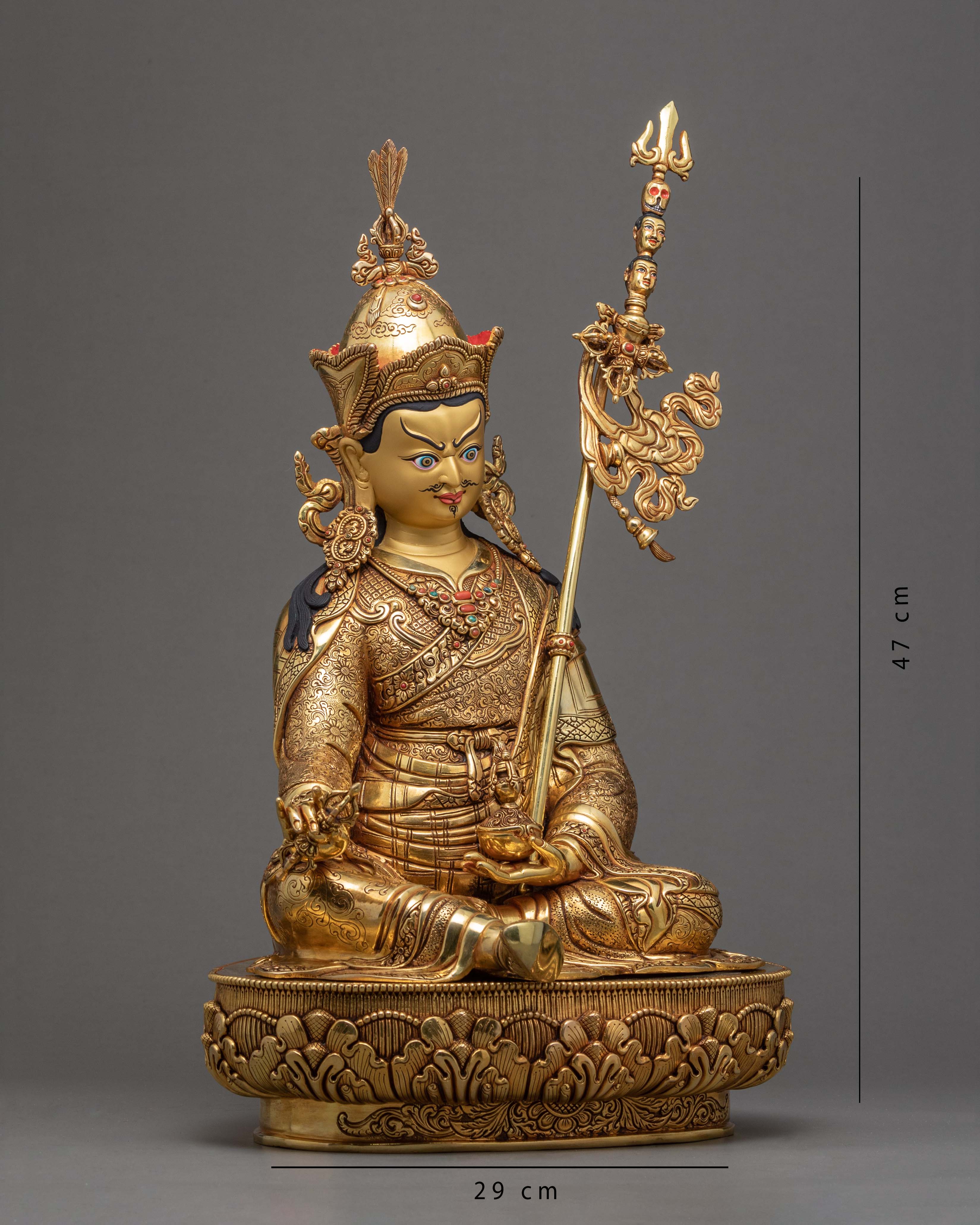 Lotus Born Guru Rinpoche | Padmasambhava Gold Statue