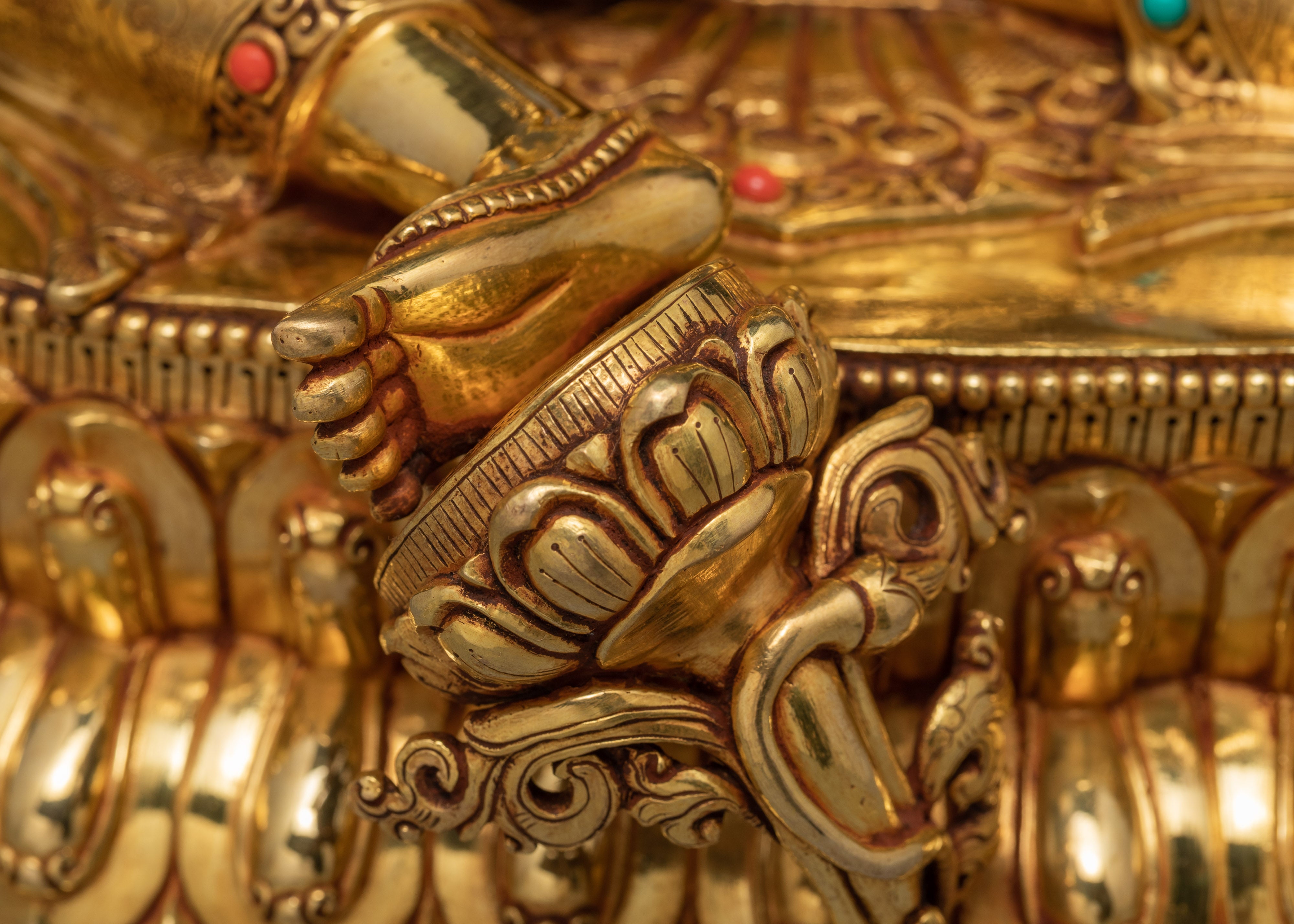 Traditionally Hand Carved Green Tara Statue | Buddhist Sculpture | Tara Statue