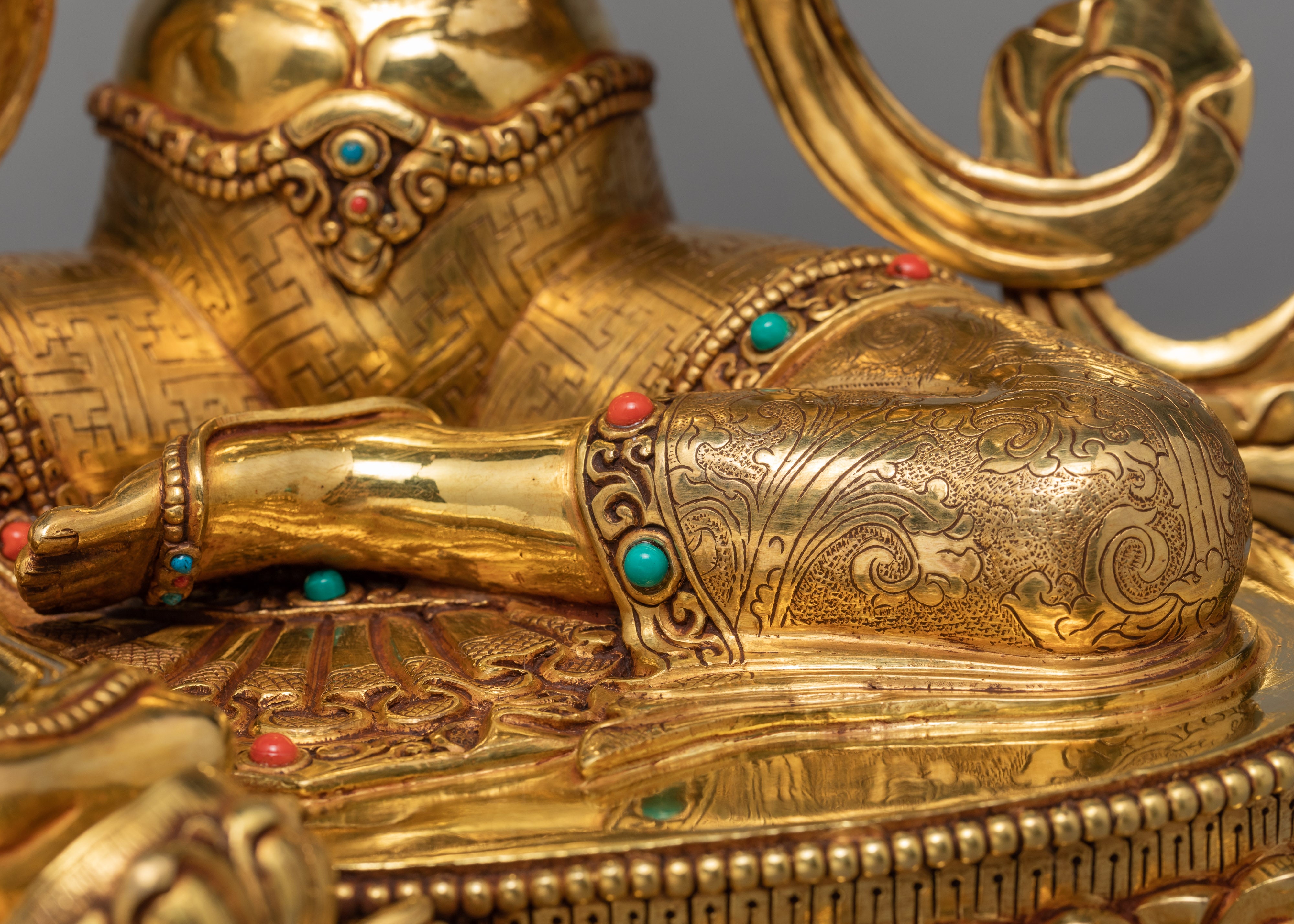 Traditionally Hand Carved Green Tara Statue | Buddhist Sculpture | Tara Statue