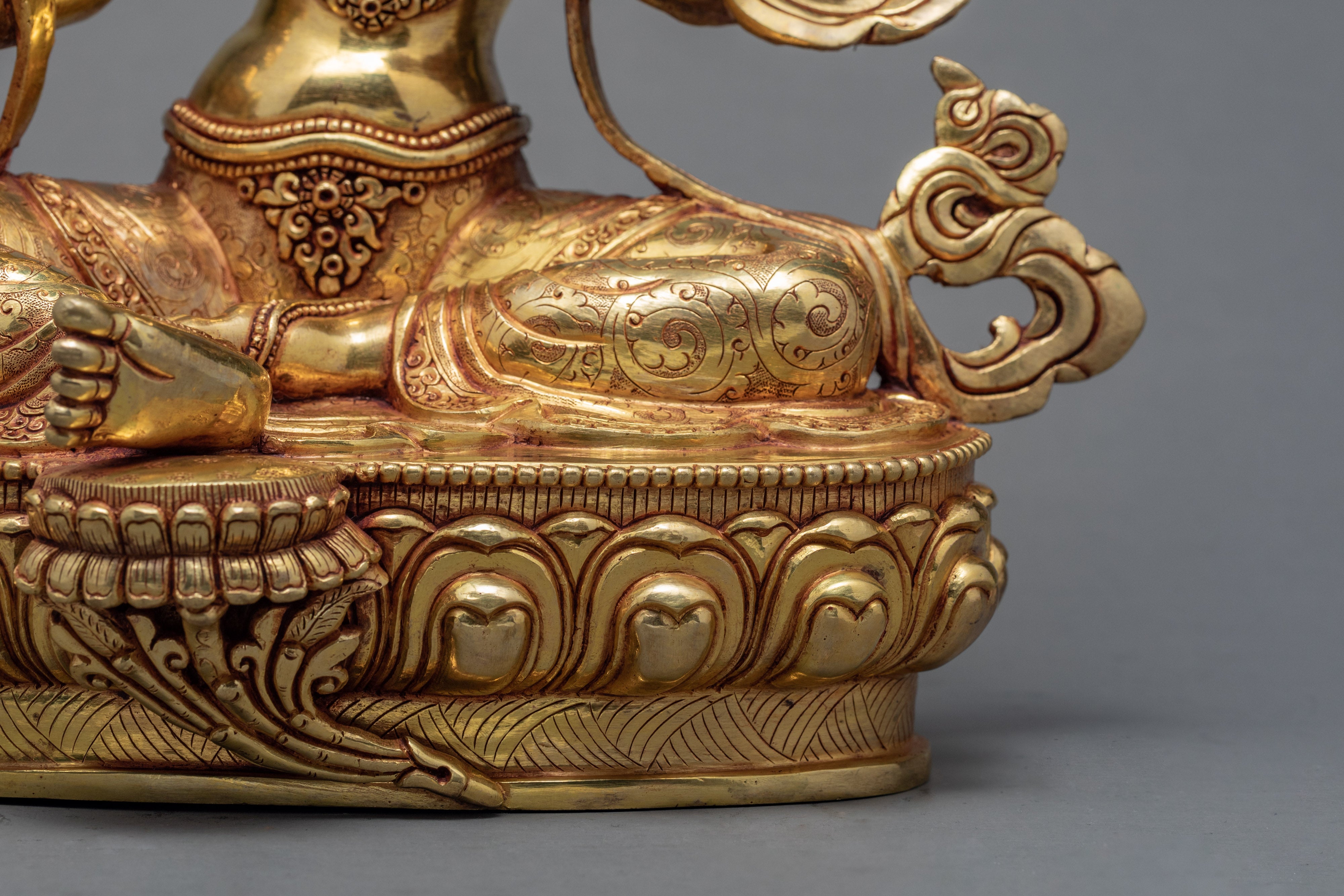 Green Tara Statue | 24k Gold Glided Mother (Drolma) Tara | Hand-Carved Buddhist Statue