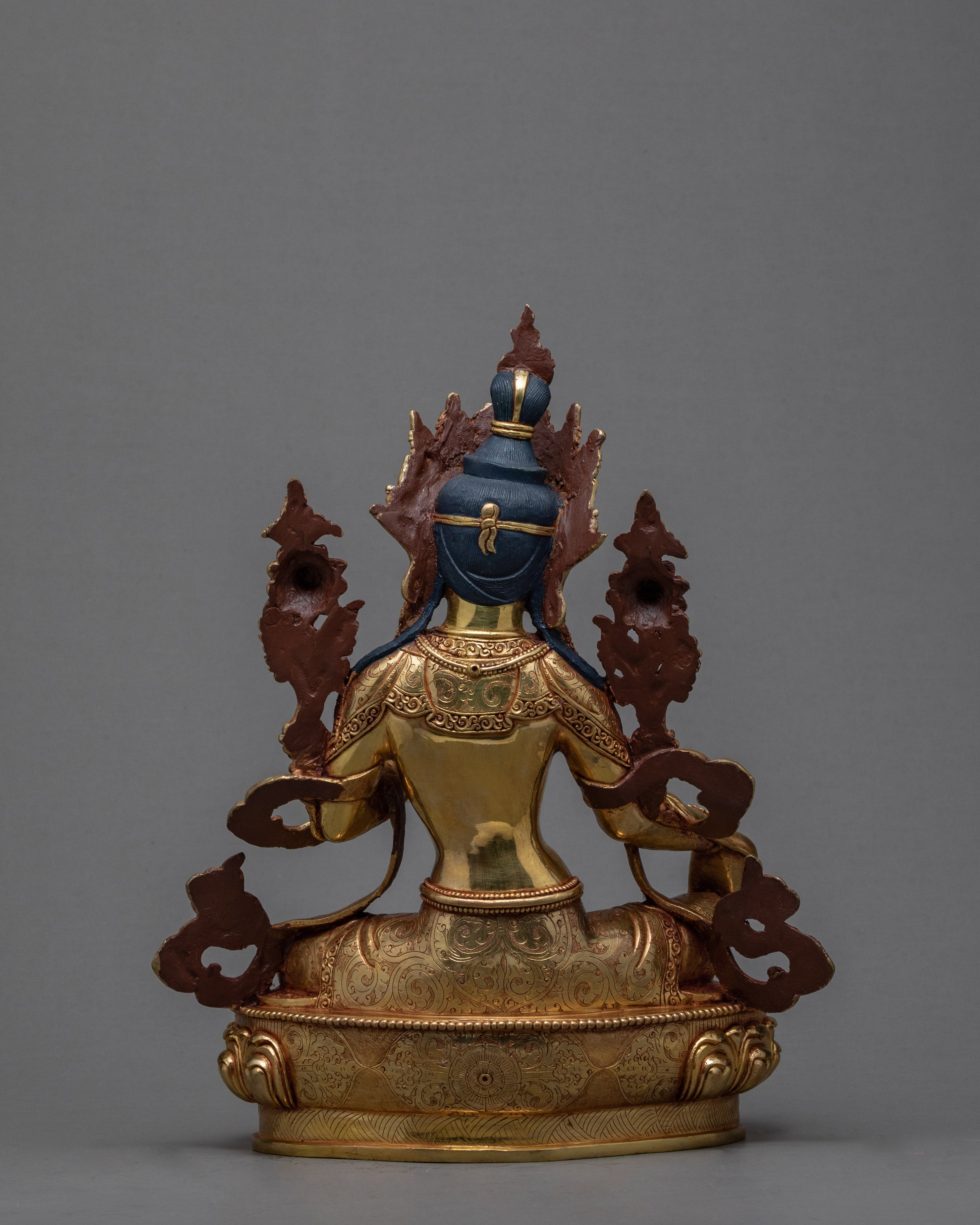 Green Tara Statue | 24k Gold Glided Mother (Drolma) Tara | Hand-Carved Buddhist Statue