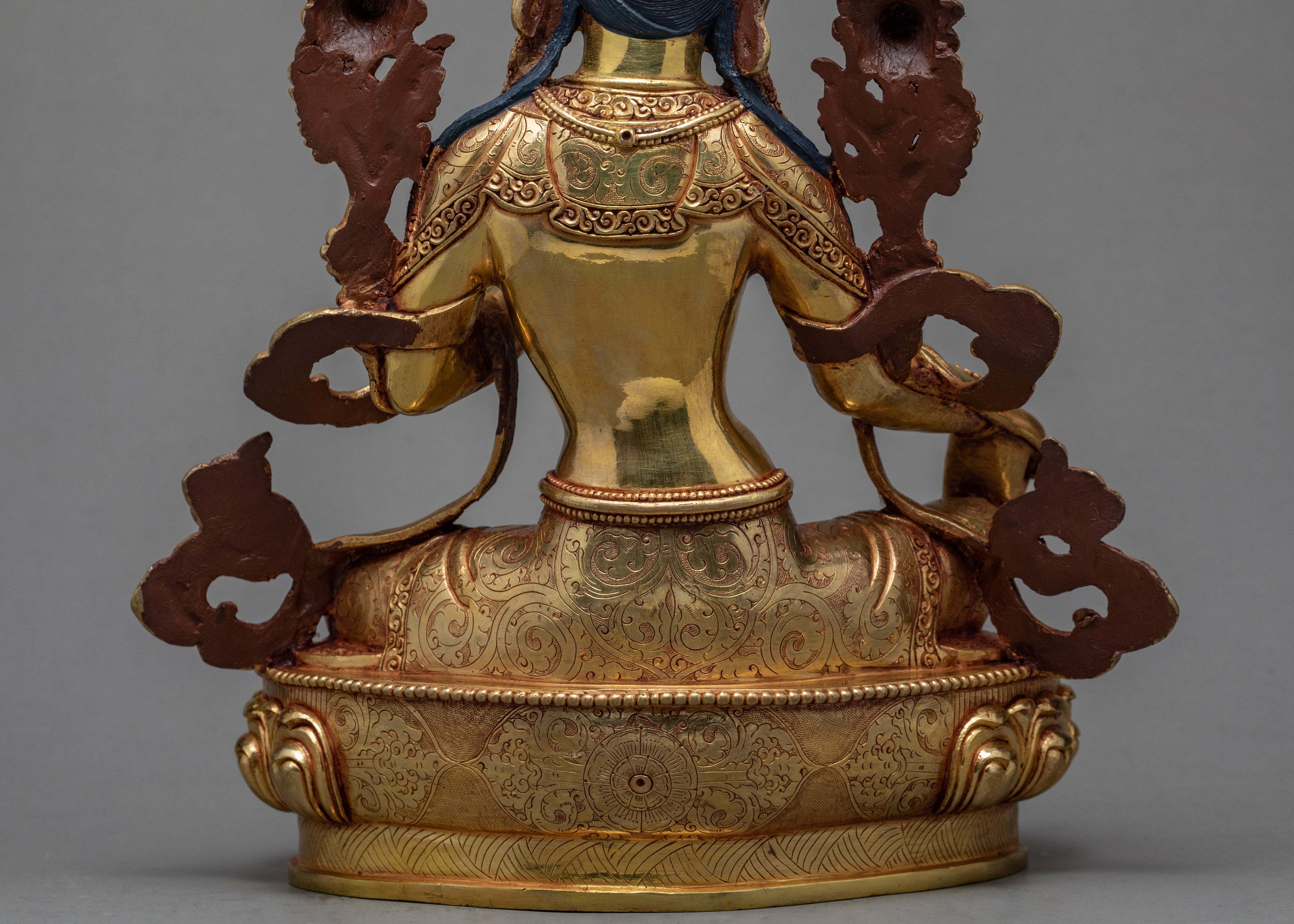 Green Tara Statue | 24k Gold Glided Mother (Drolma) Tara | Hand-Carved Buddhist Statue