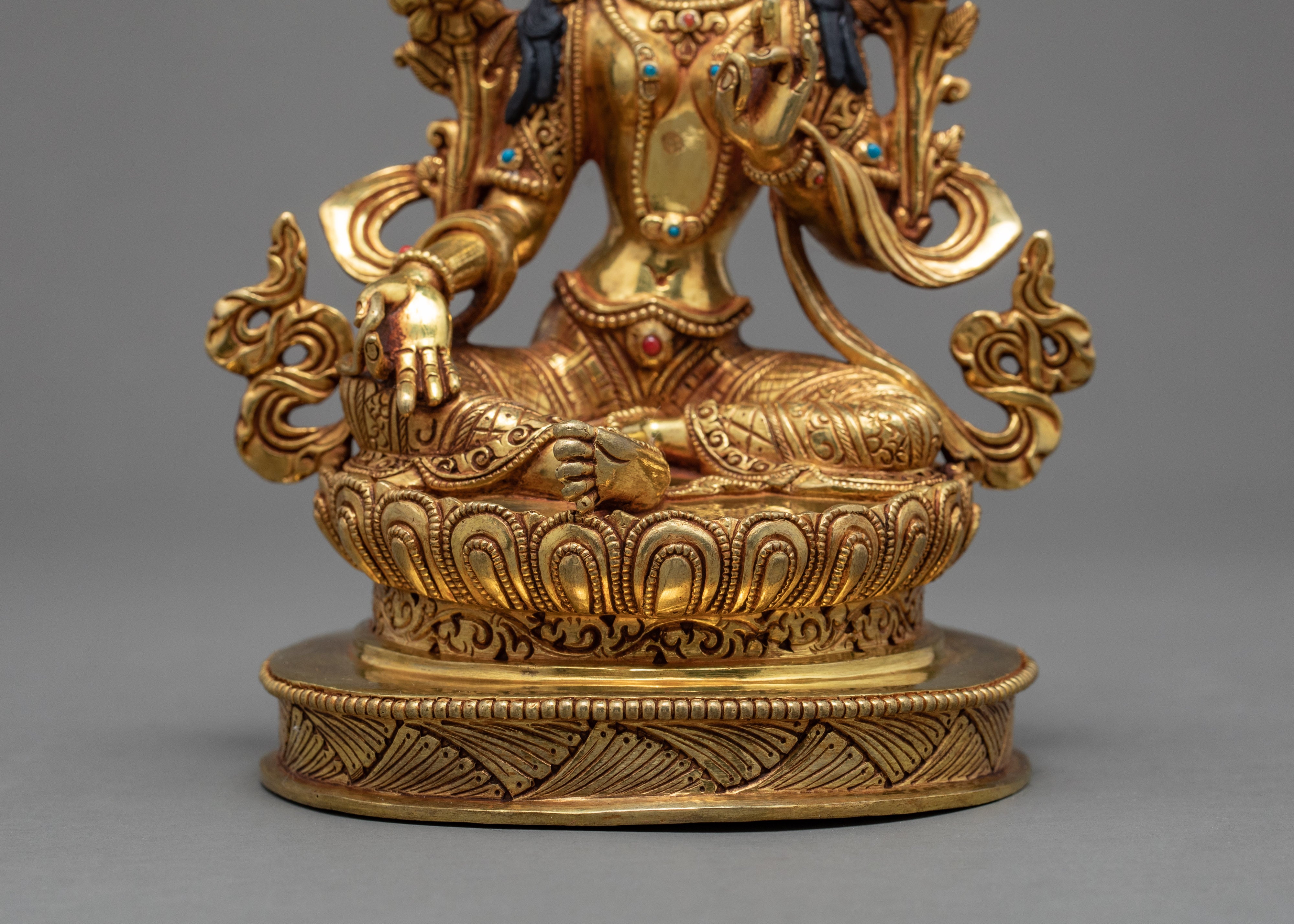 Green Tara Sculpture | Fully Enlightened Female Buddha | Deity Statue
