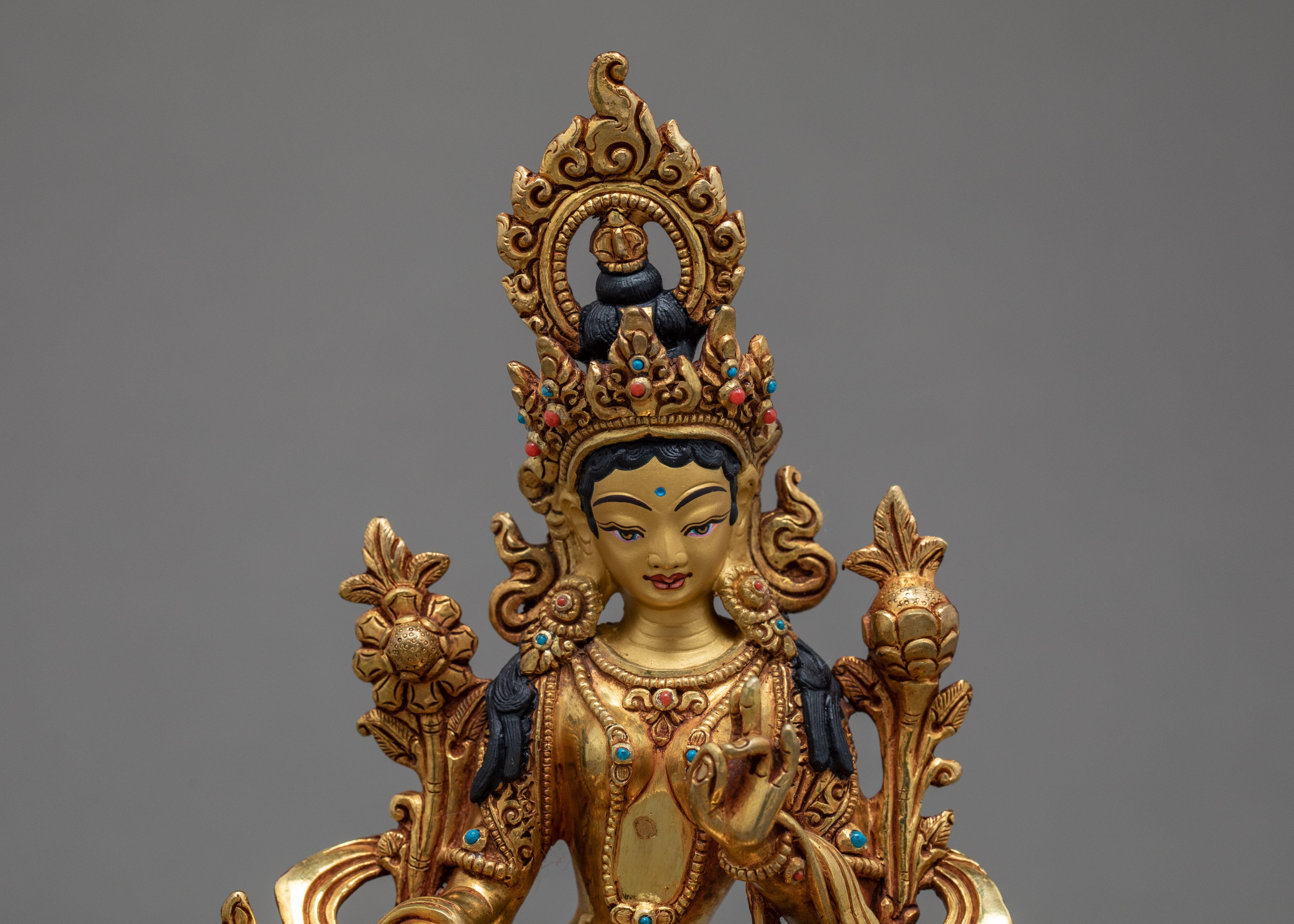 Green Tara Sculpture | Fully Enlightened Female Buddha | Deity Statue