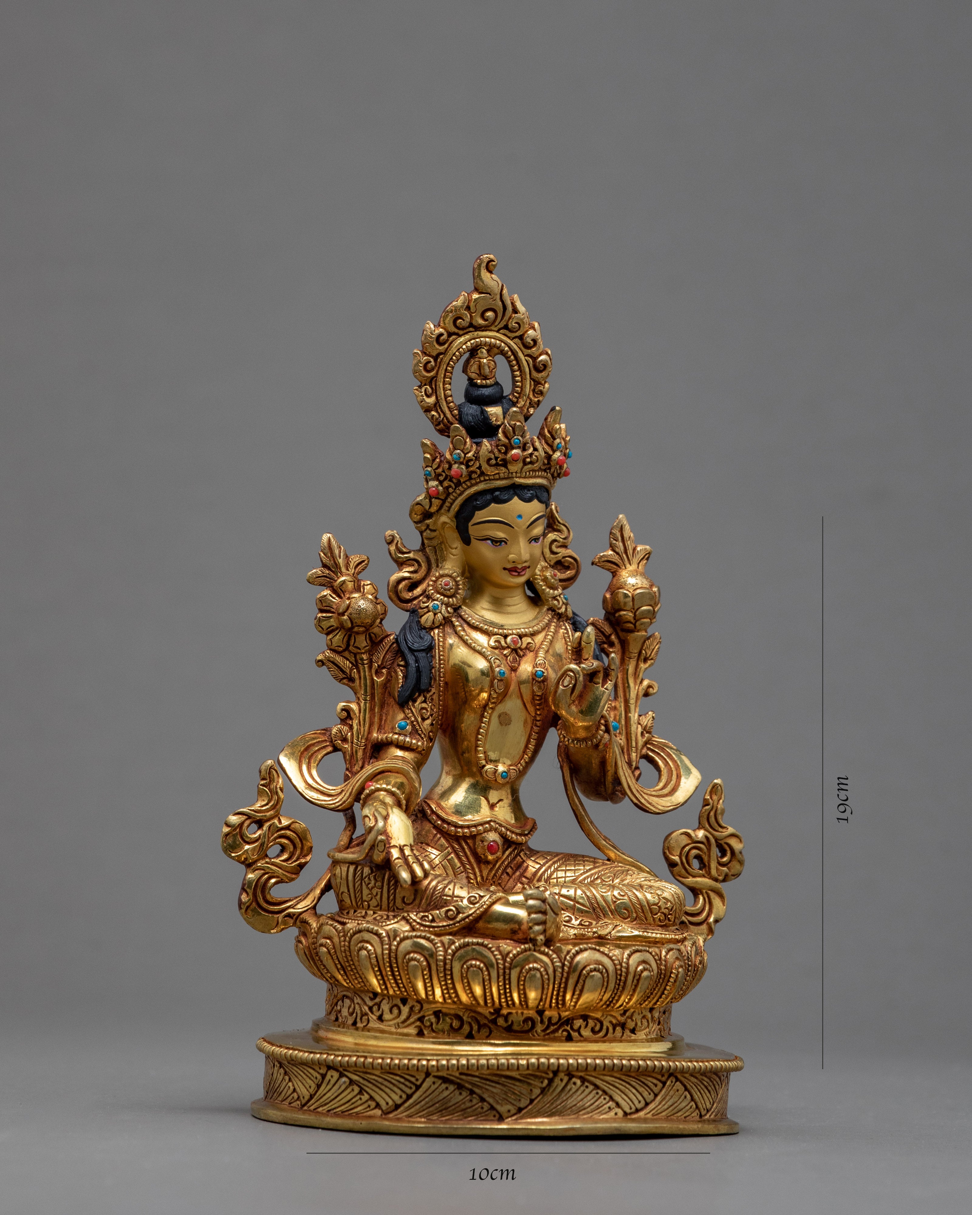 Green Tara Sculpture | Fully Enlightened Female Buddha | Deity Statue