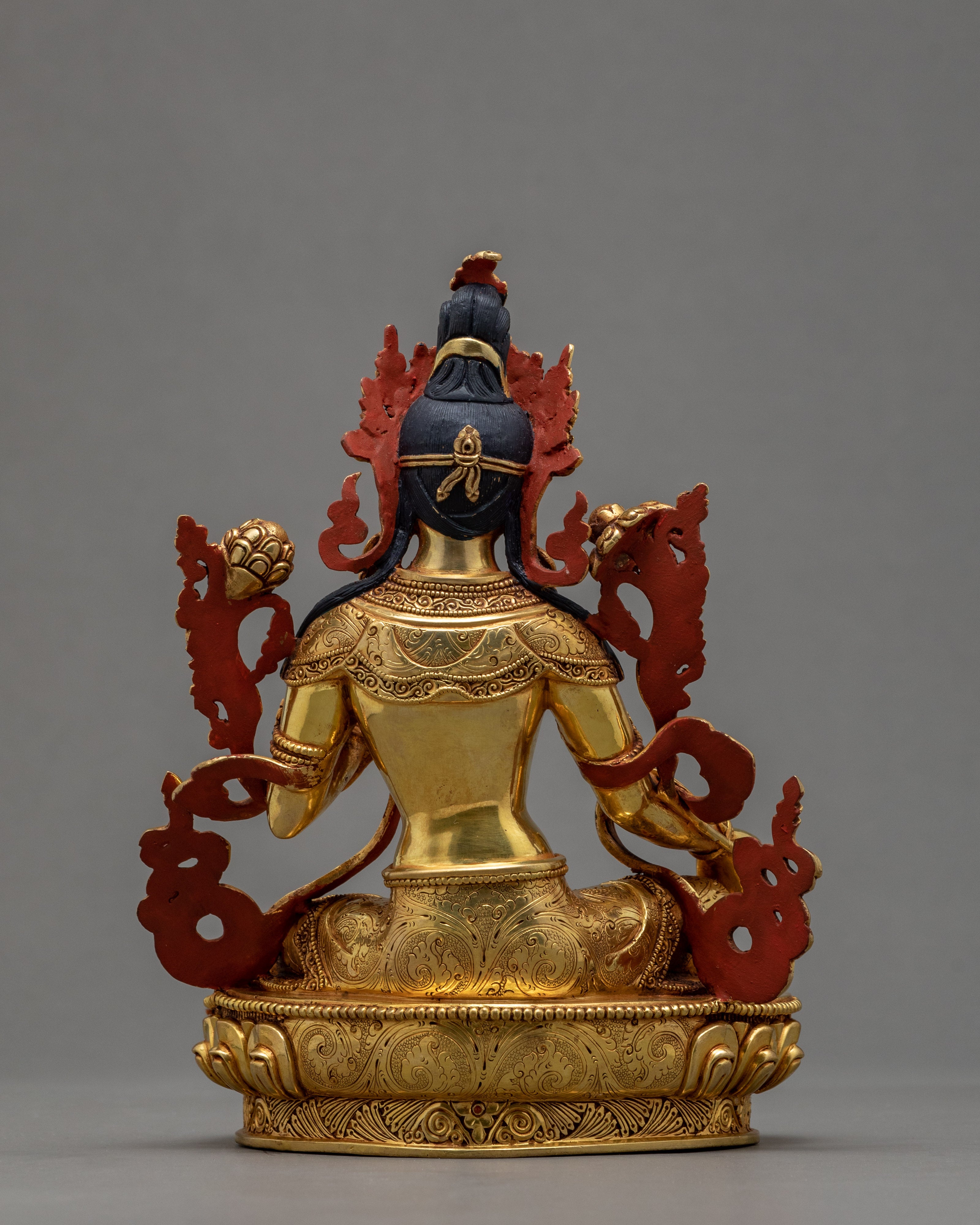 Green Tara Statue | Buddhist Compassion Goddess | 24k Gold Gilded