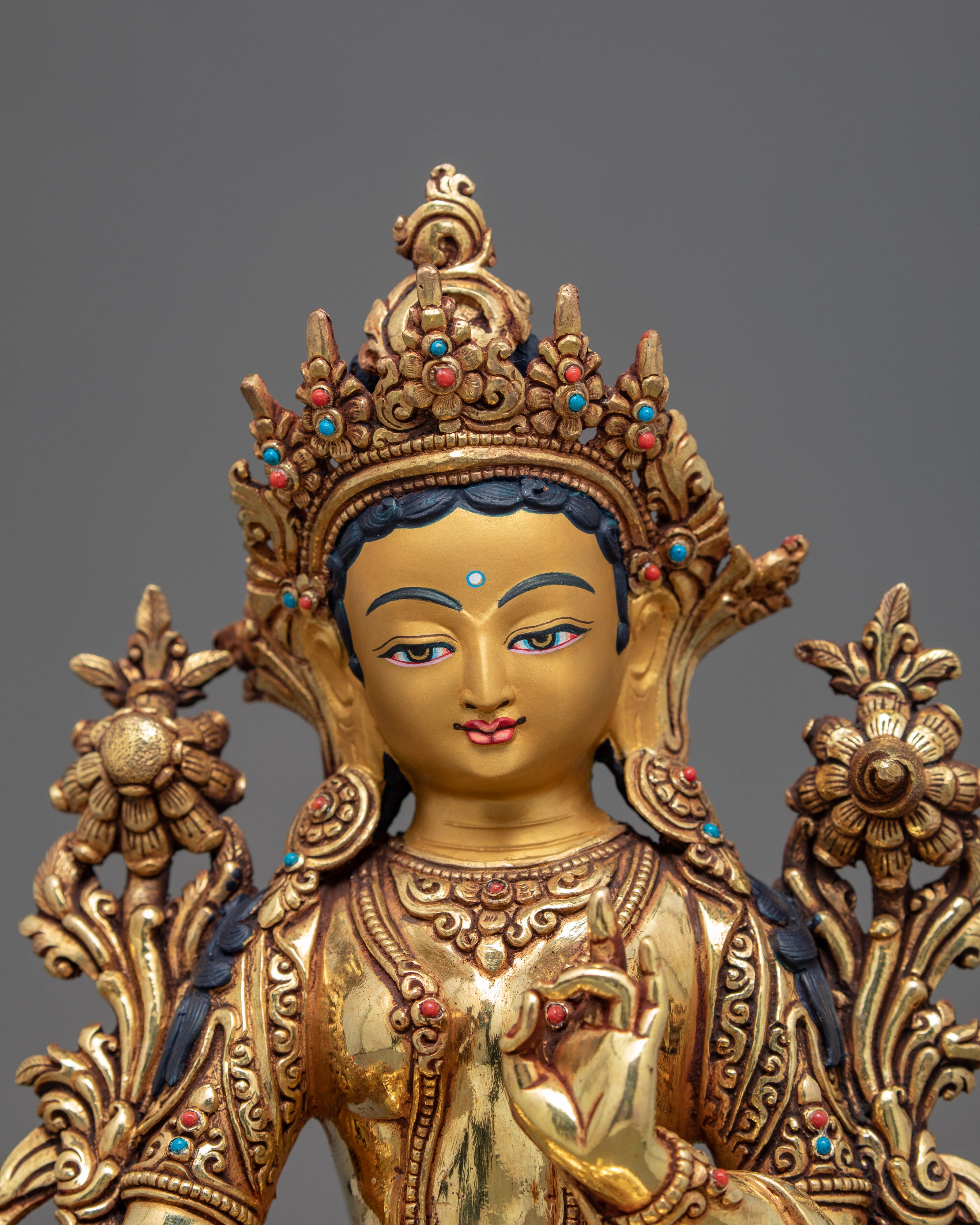 Seated Green Tara | Female Buddha | Deity Statue