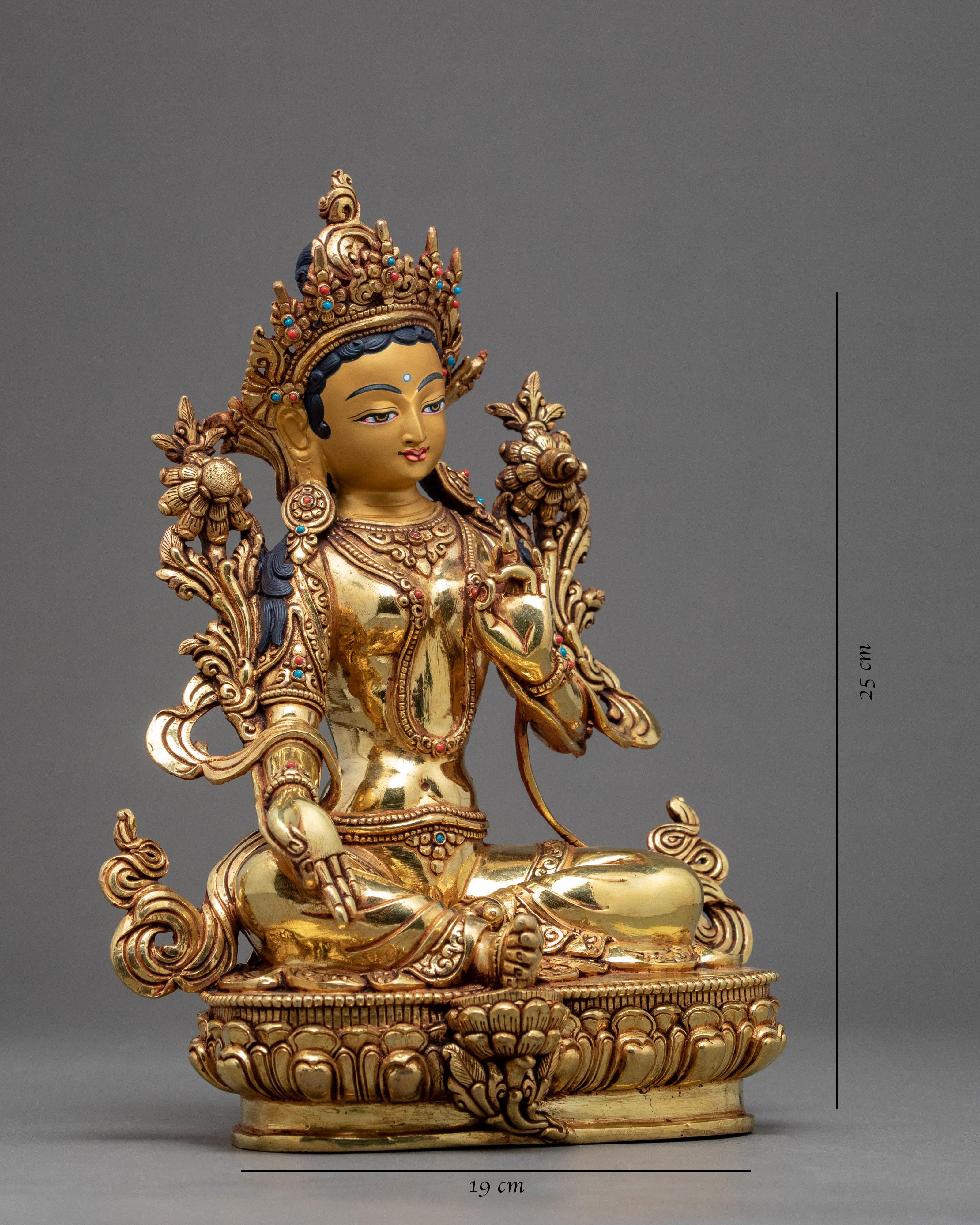 Seated Green Tara | Female Buddha | Deity Statue