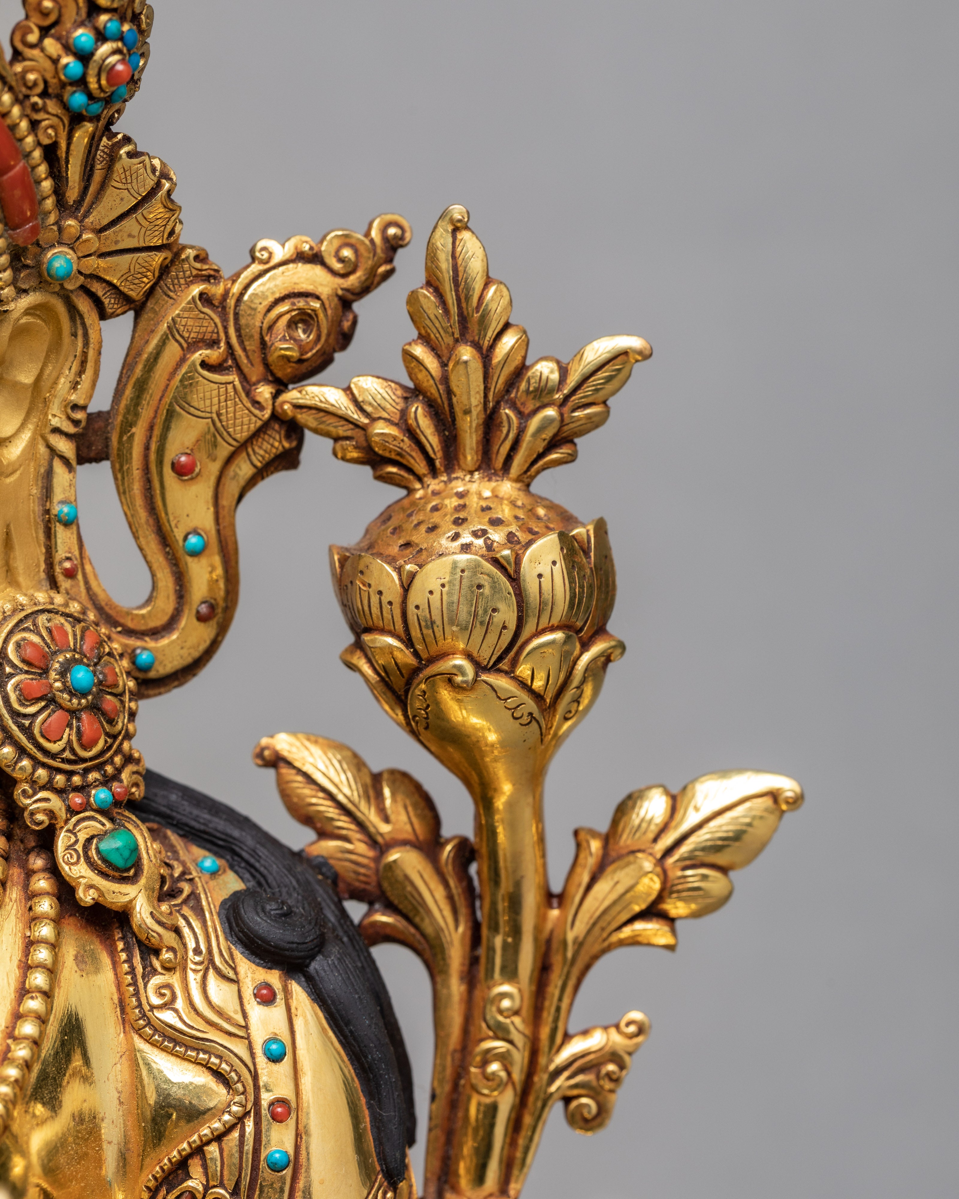 Green Tara | Buddhist Tara Statue | Coated With Genuine 24K Gold