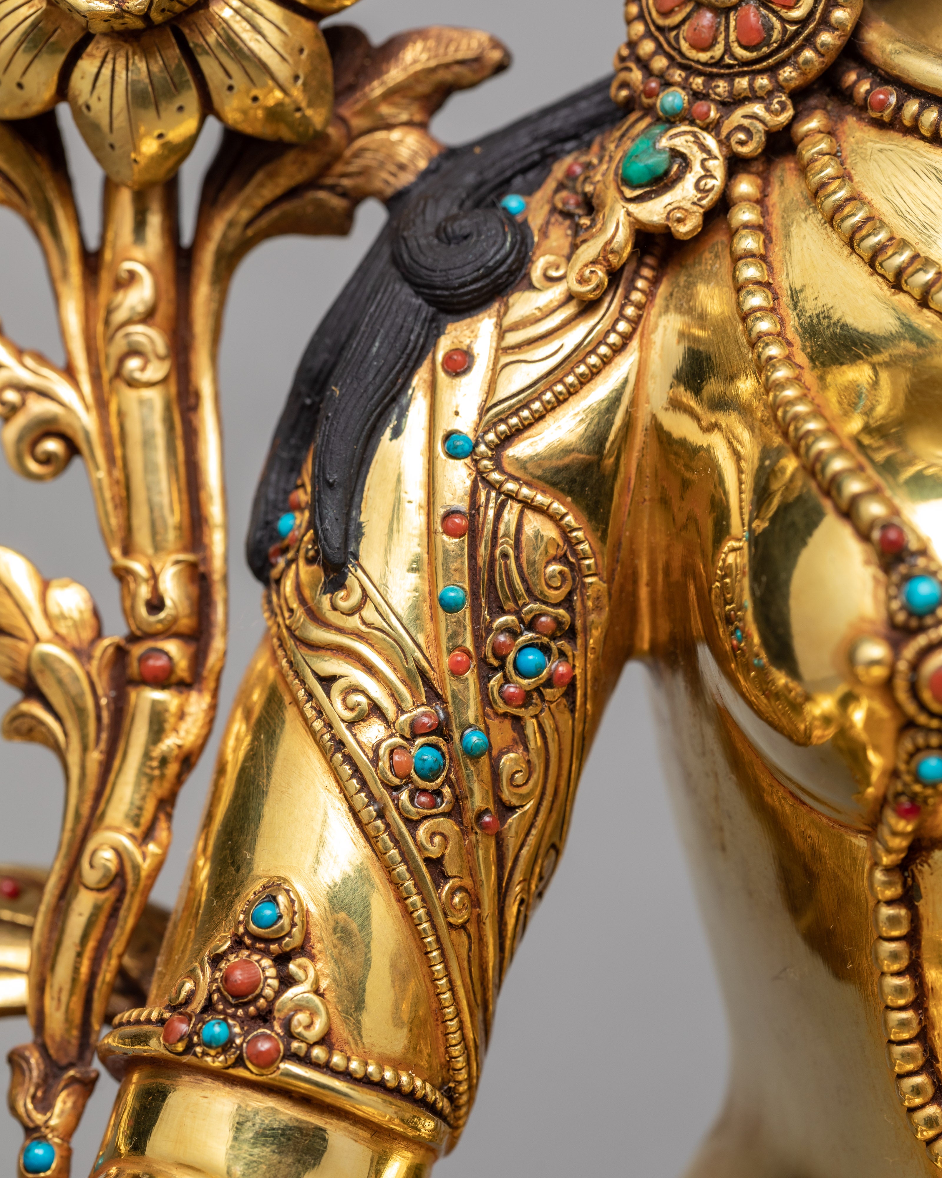 Green Tara | Buddhist Tara Statue | Coated With Genuine 24K Gold