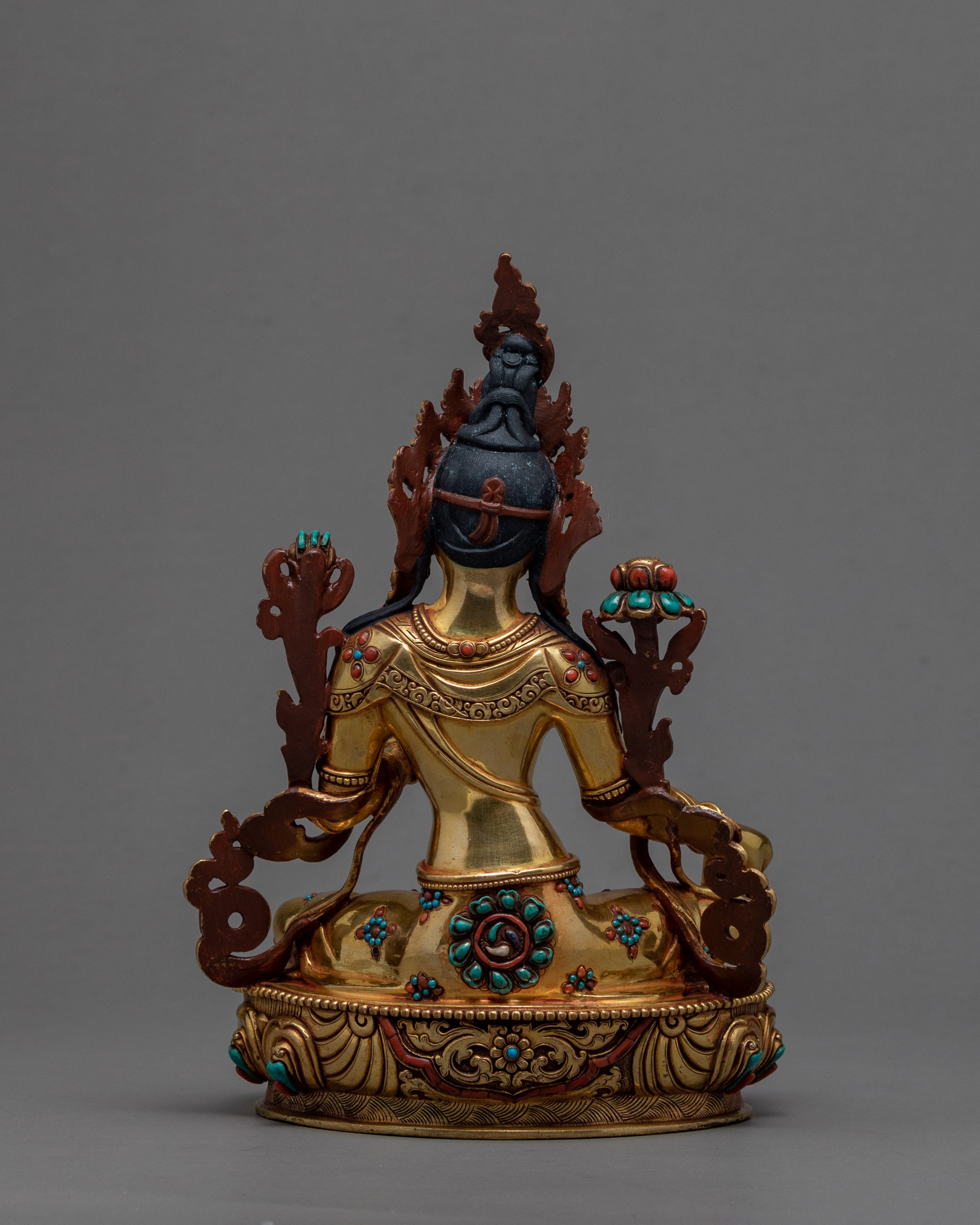 Green Tara Statue | Buddhist Deity | 24k Gold Gilded Tara Statue