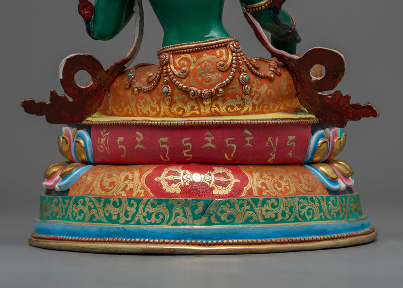 Goddess Green Tara Statue | Tibetan Spiritual Sculpture For Mindfulness