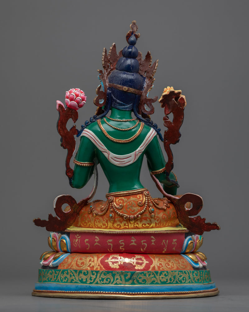Goddess Green Tara Statue | Tibetan Spiritual Sculpture For Mindfulness