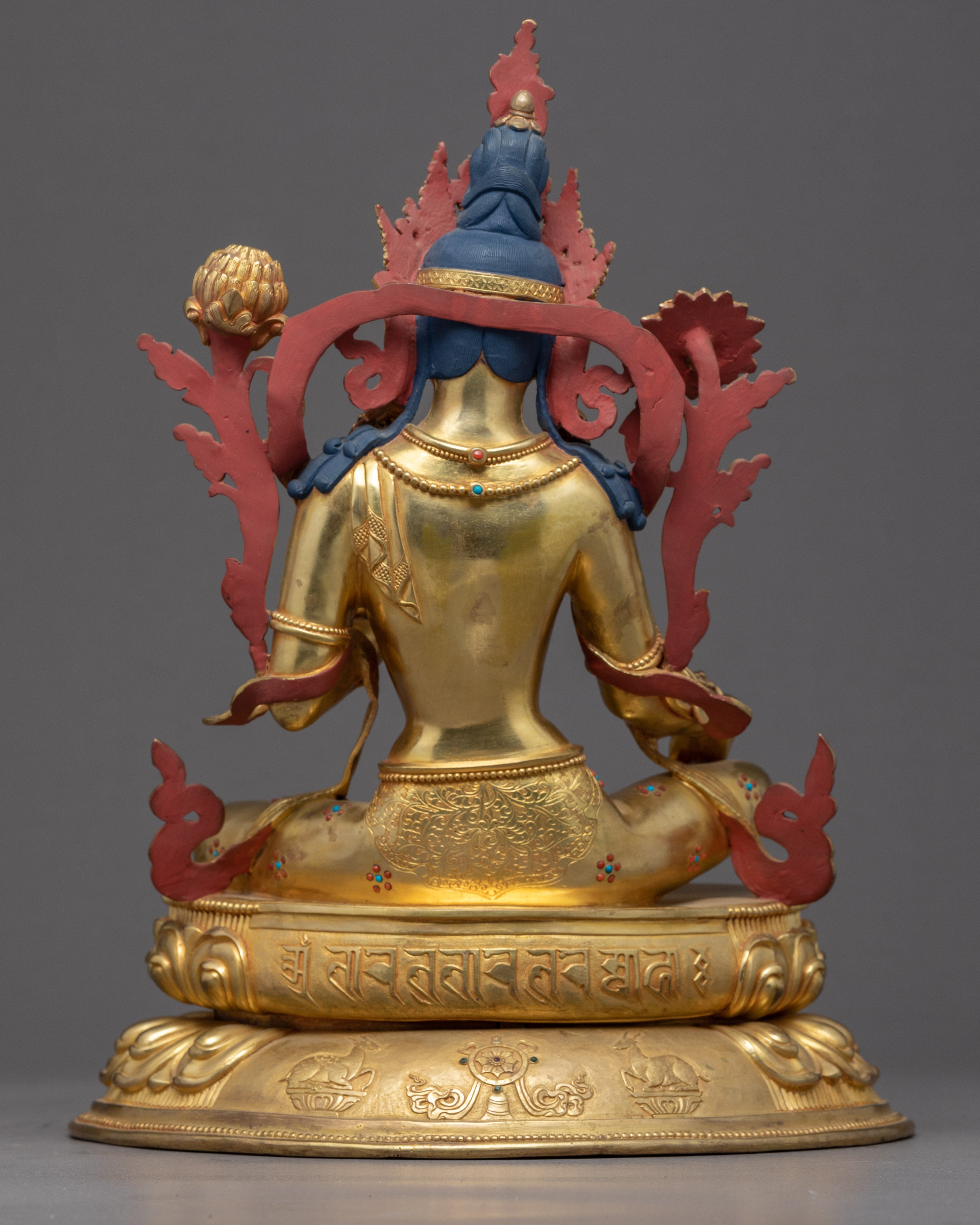 Green Tara Gold Plated Sculpture | Handmade Buddhist Artwork