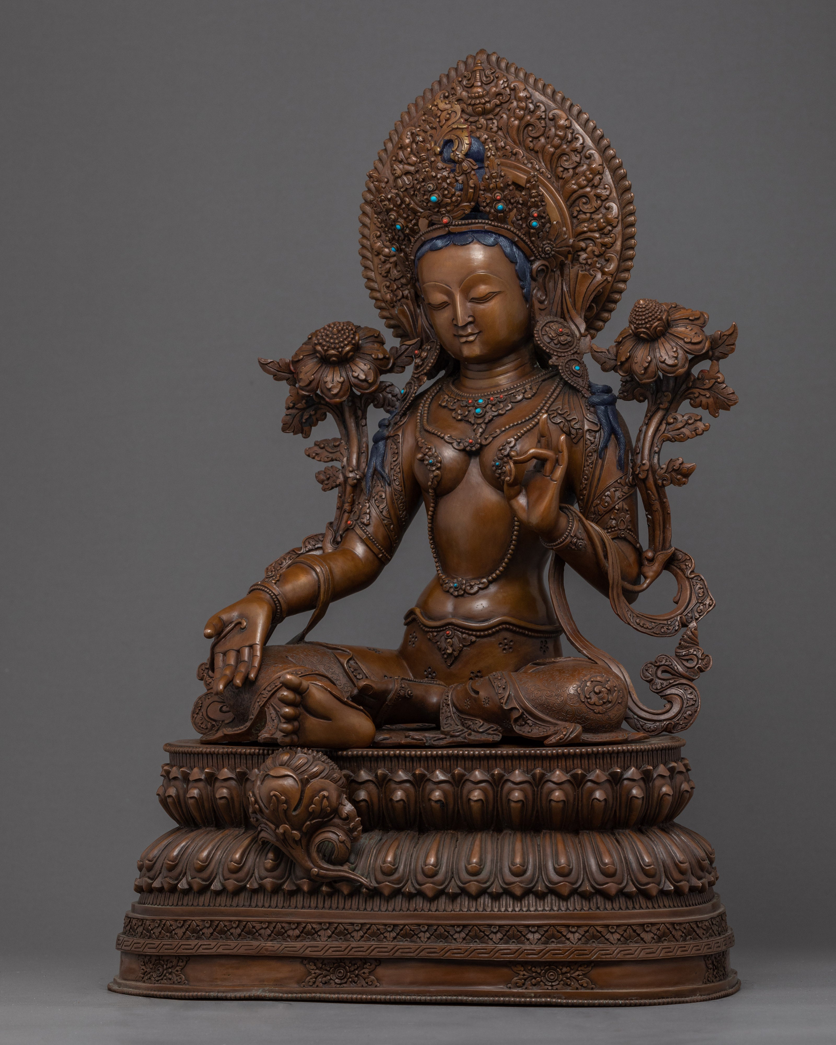 Green Tara Copper Statue | Handmade Buddhist Female Buddha