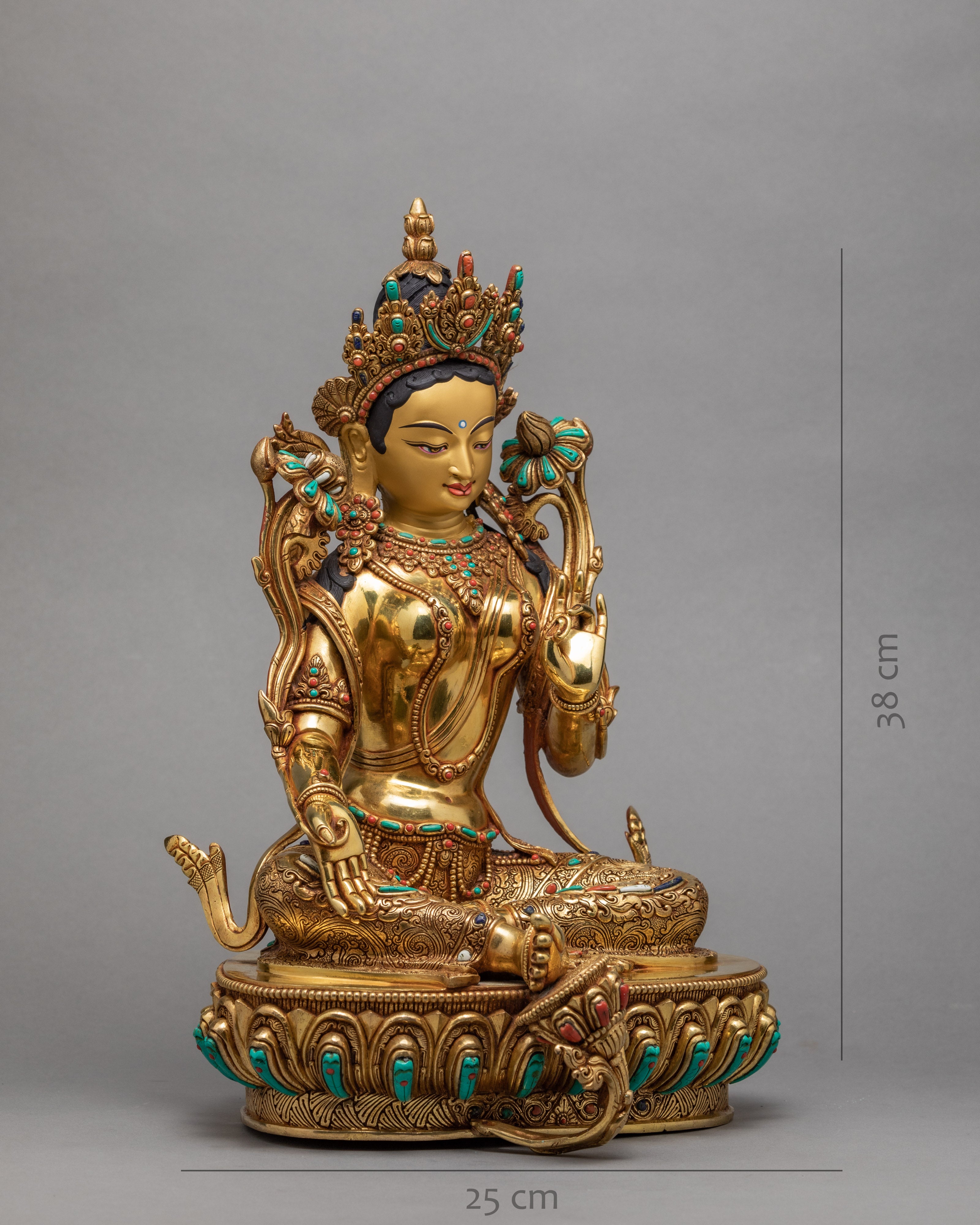 Green Tara Statue | Tara Statue | 24K Gold Tara Statue