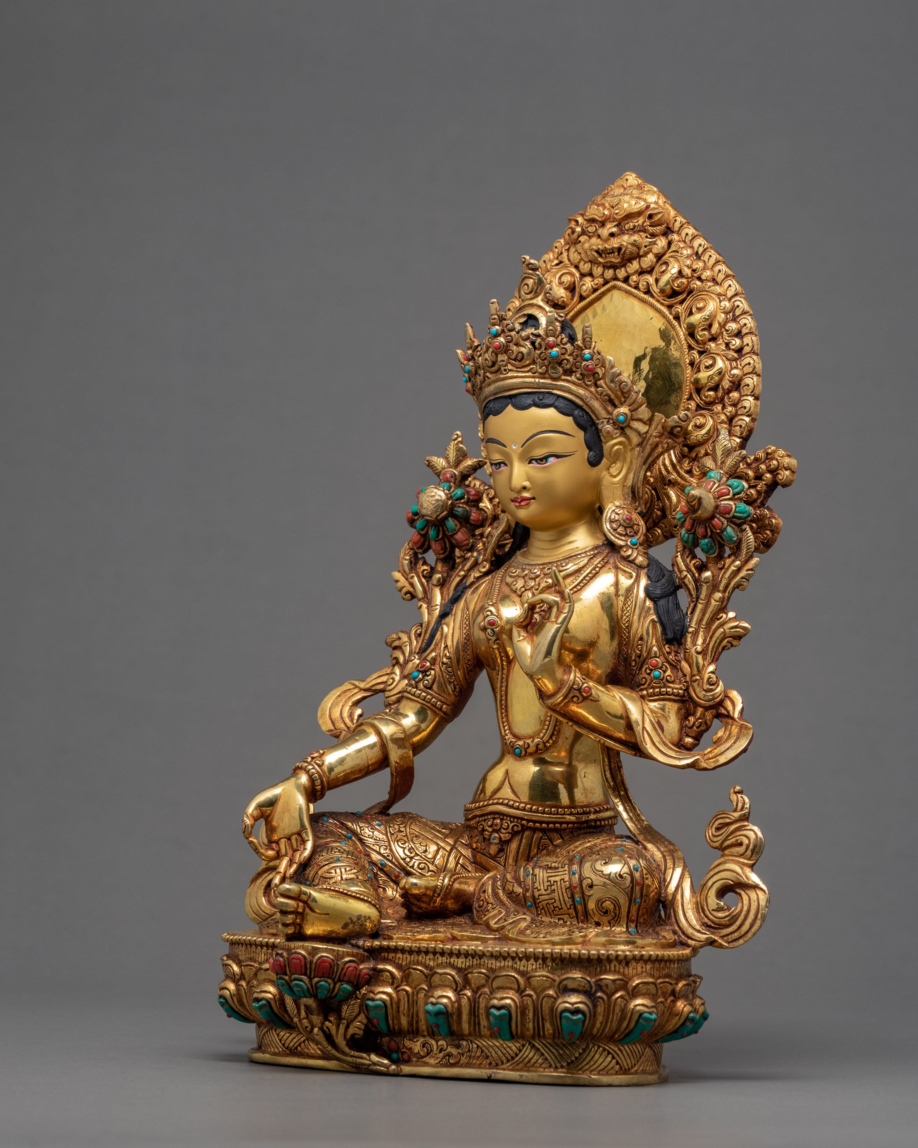 Green Tara Statue | Enlightened Female Buddha | Buddhist Deity