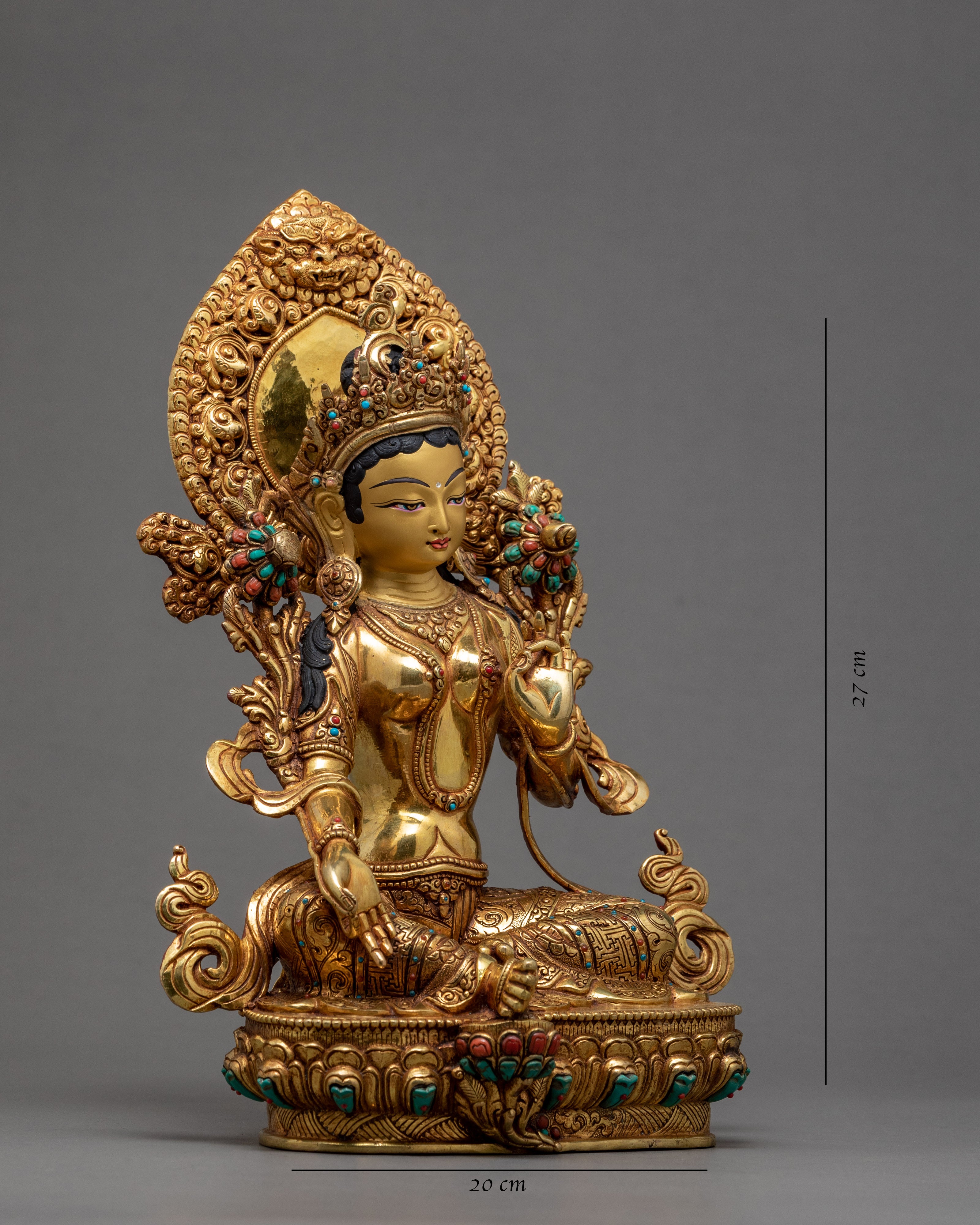 Green Tara Statue | Enlightened Female Buddha | Buddhist Deity