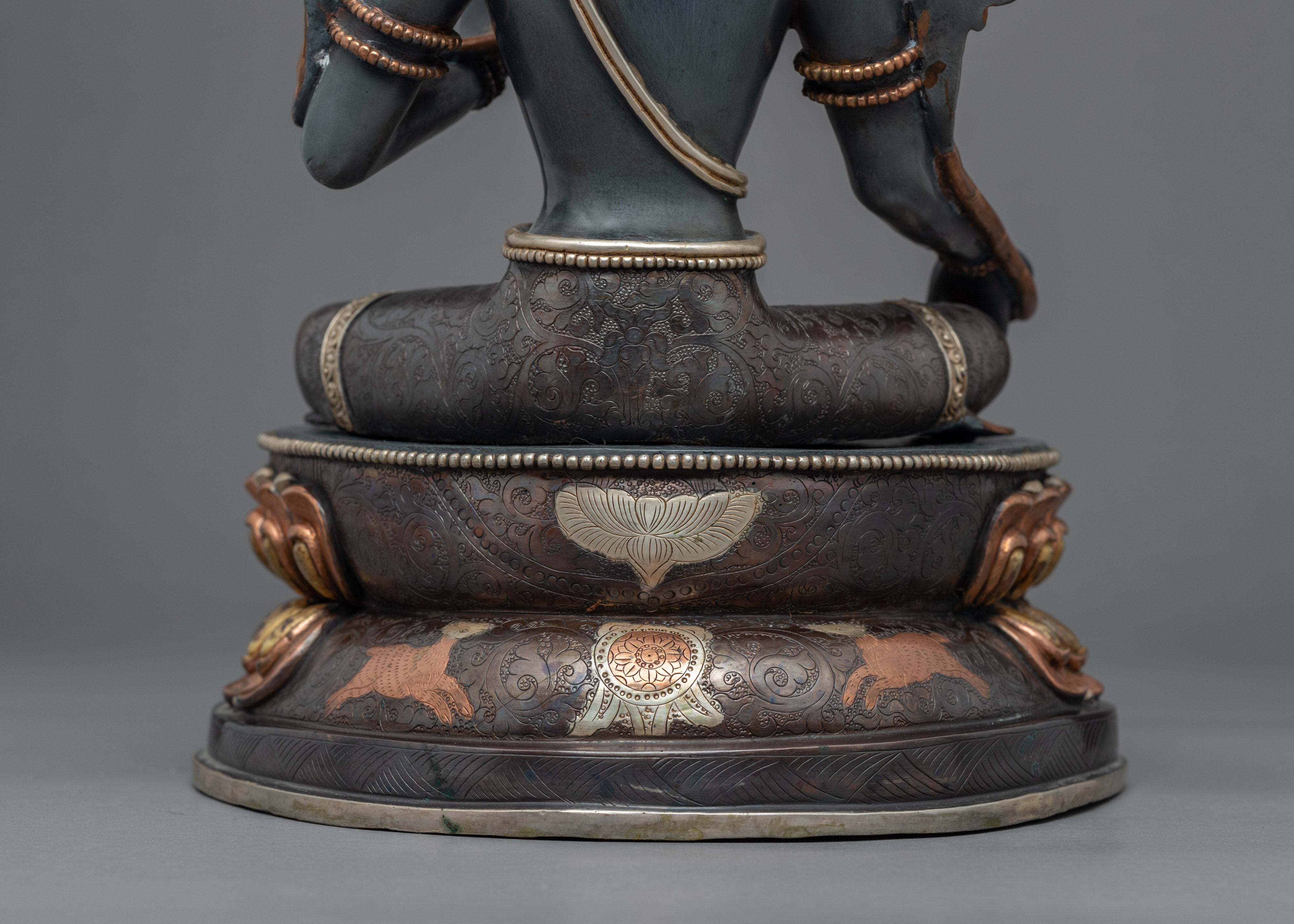 Green Tara Guru Sculpture | Female Buddha Art