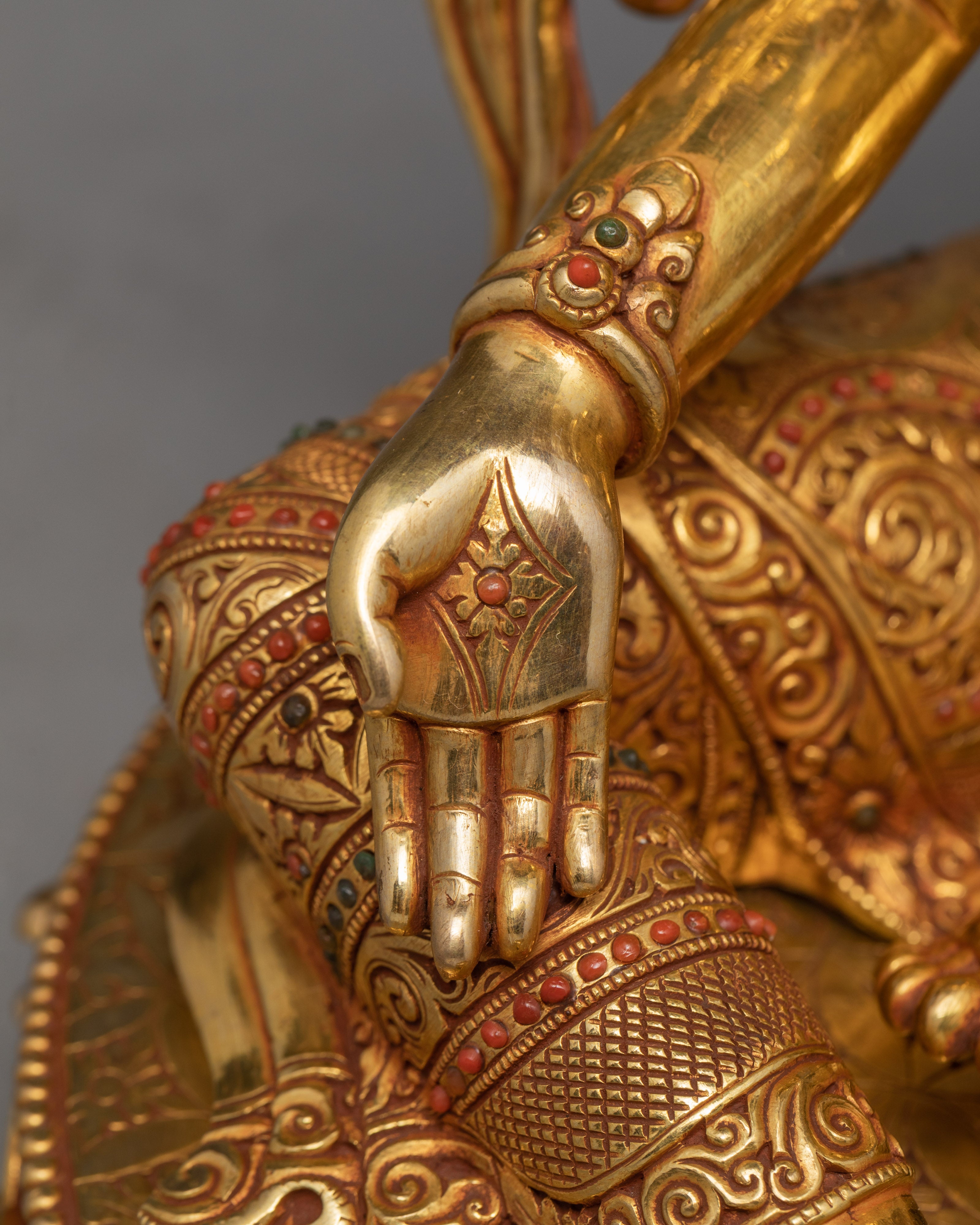 Seated Green Tara Statue | Fine Hand Carved Buddhist Sculpture