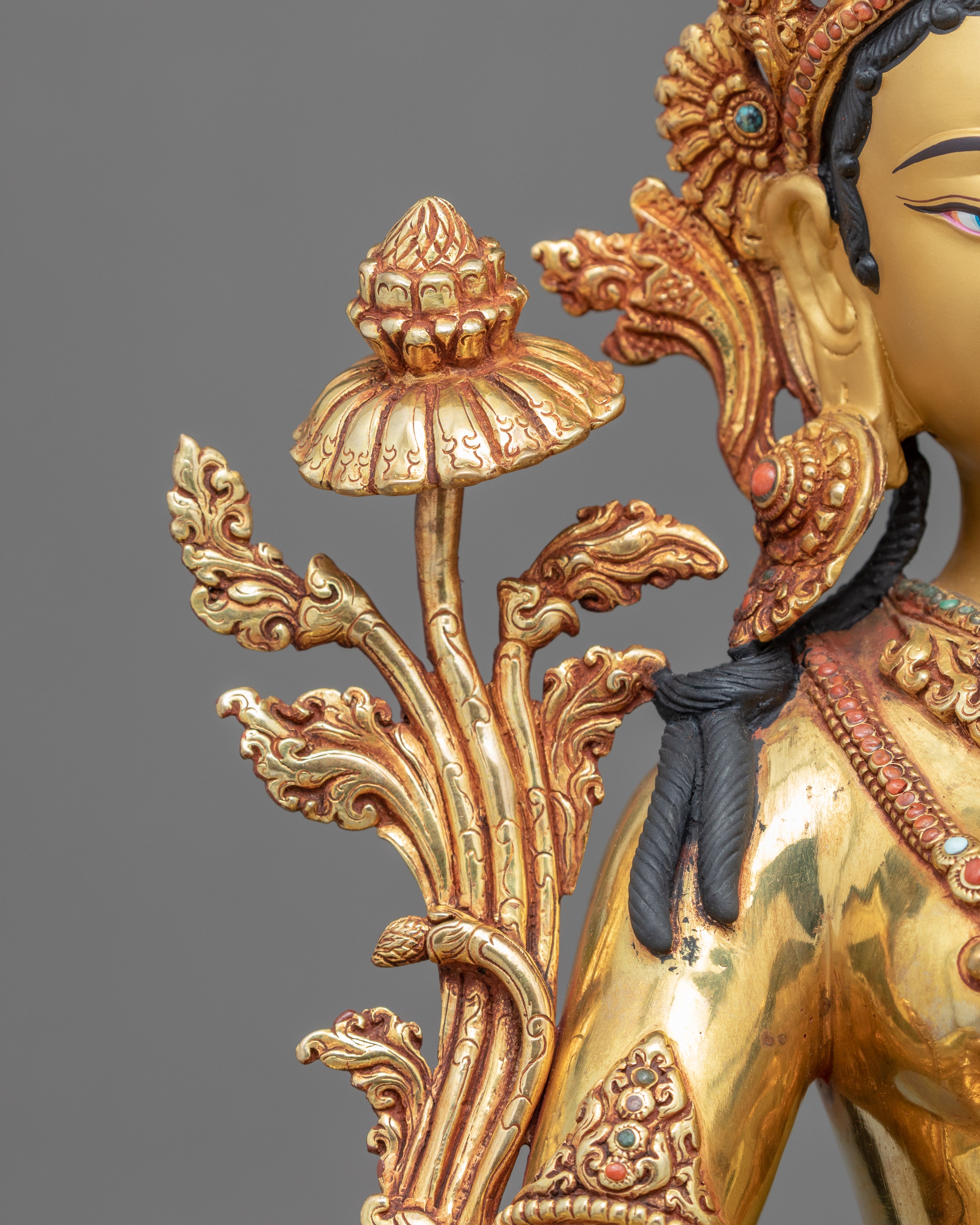 Buddhist Green Tara Sculpture | Traditional Hand Carved Statue