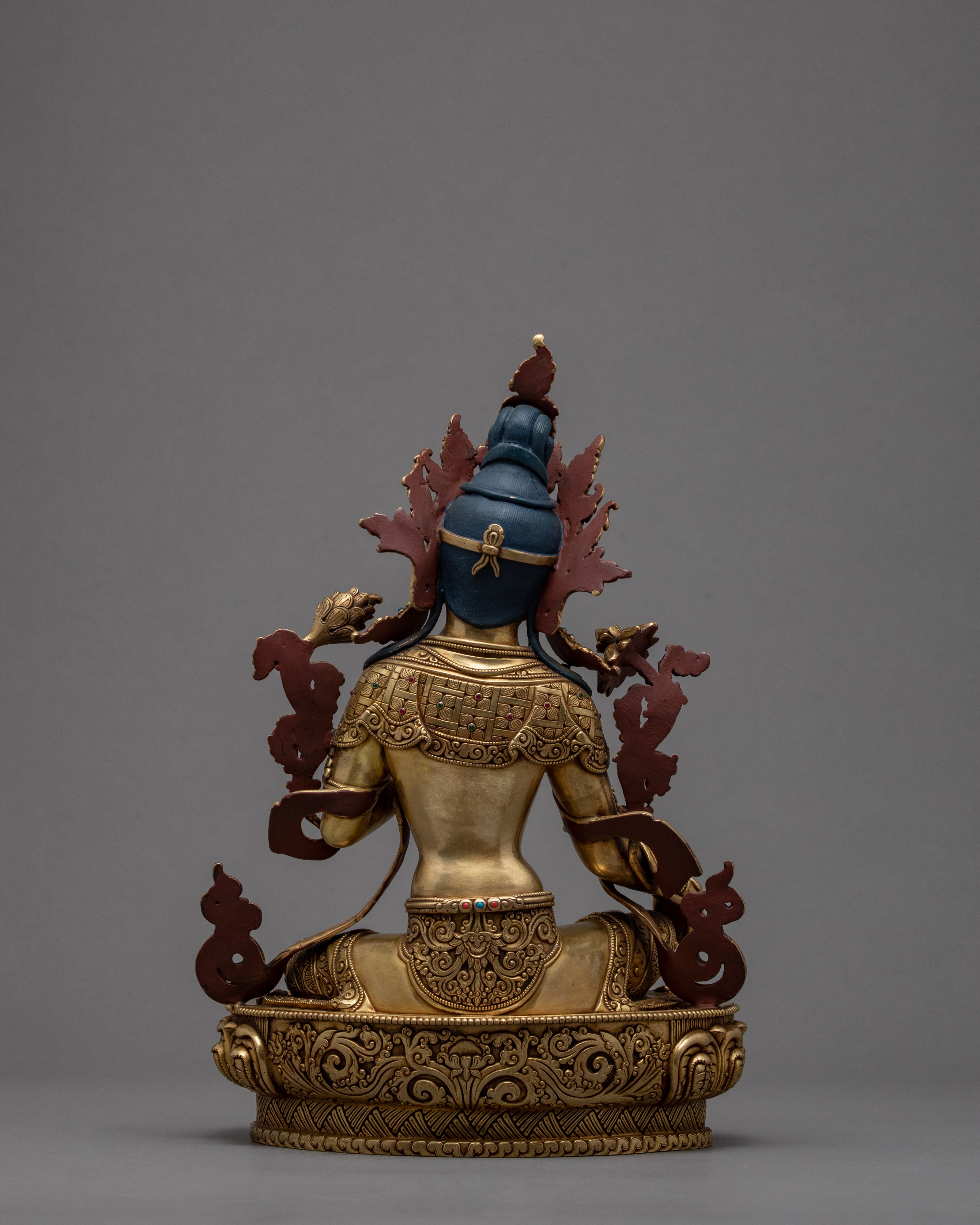 Mother Green Tara Statue | Gold Gilded Tibetan Bodhisattva