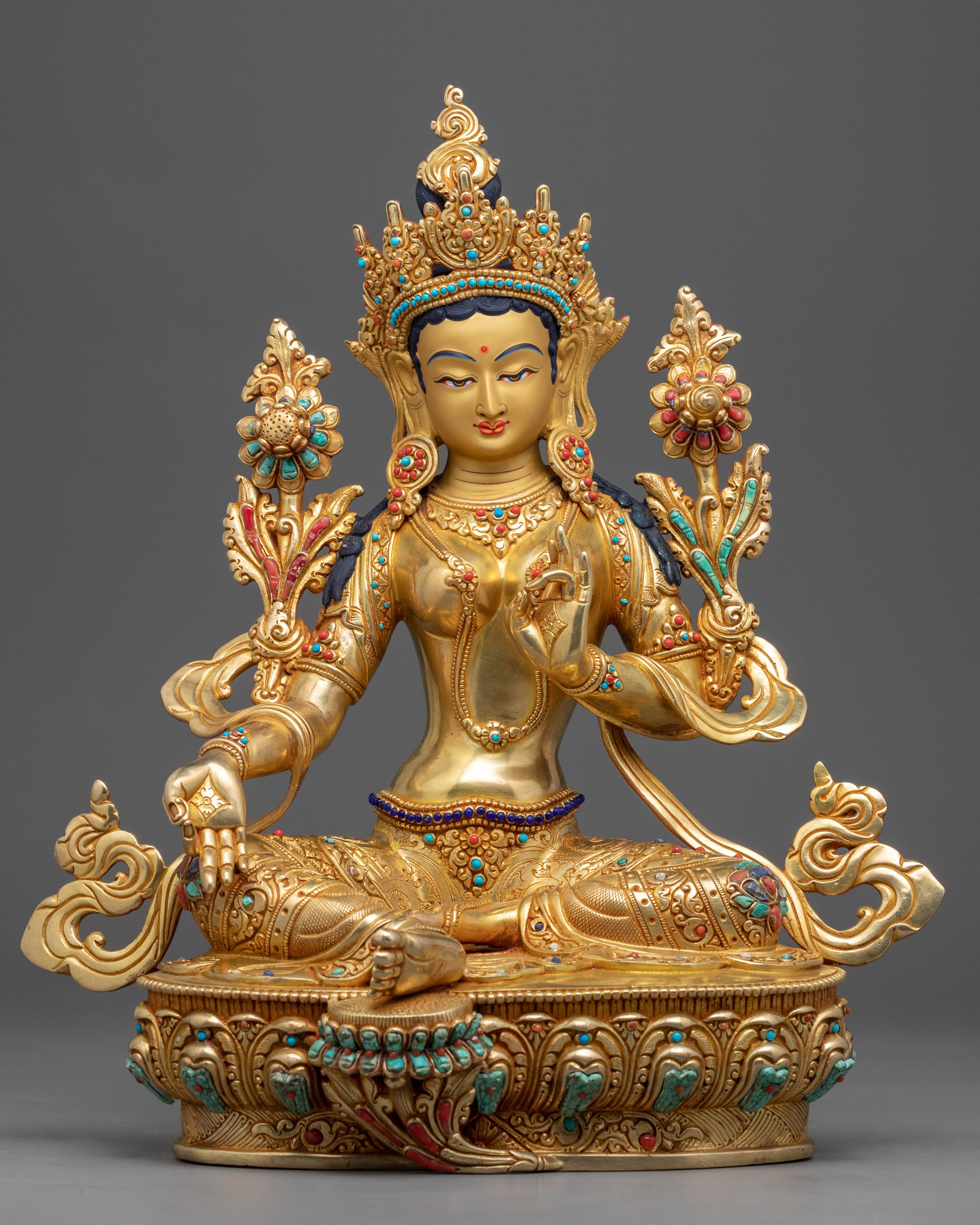 a green tara statue