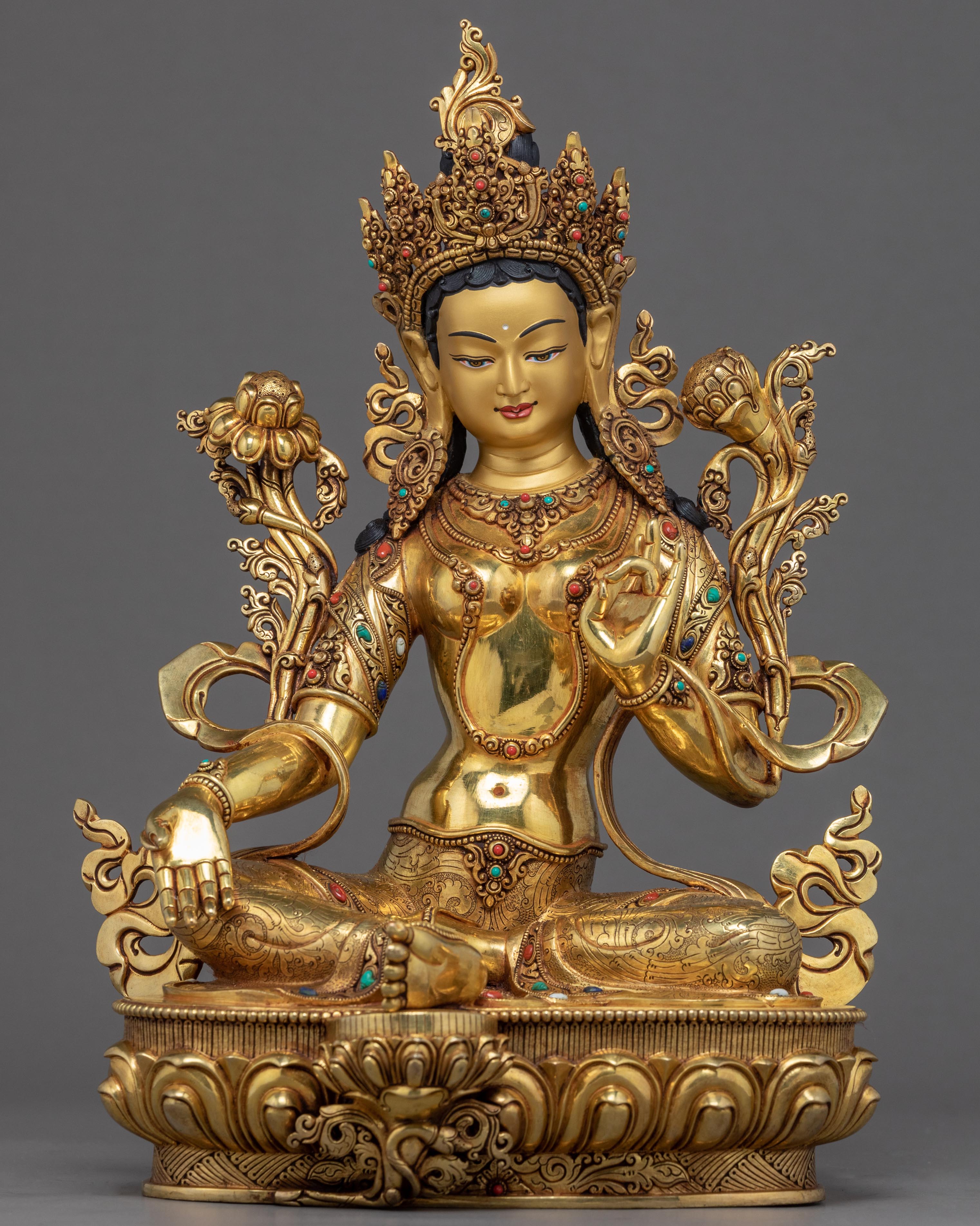Green Tara Female Buddha Sculpture