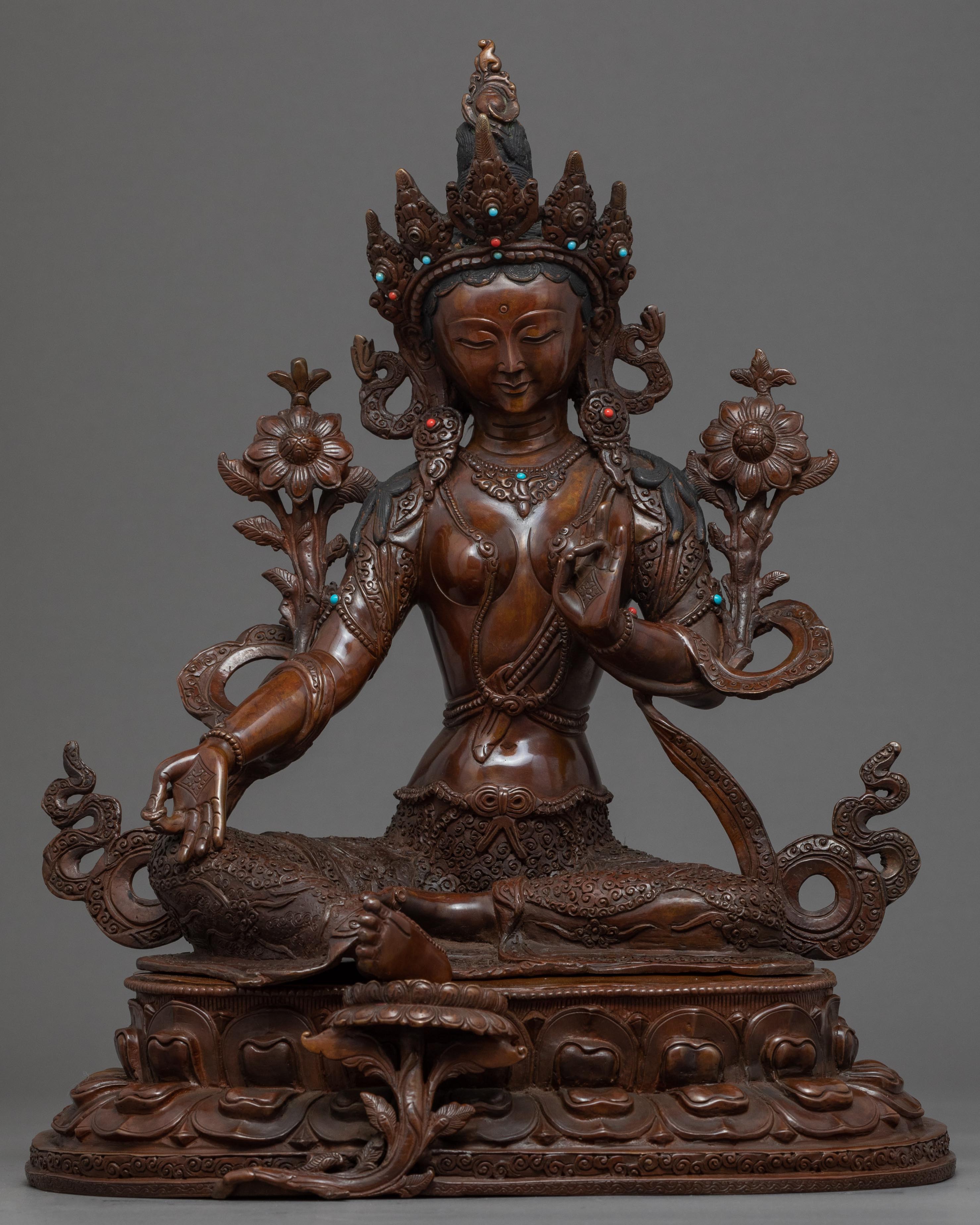 Green Tara Copper Sculpture