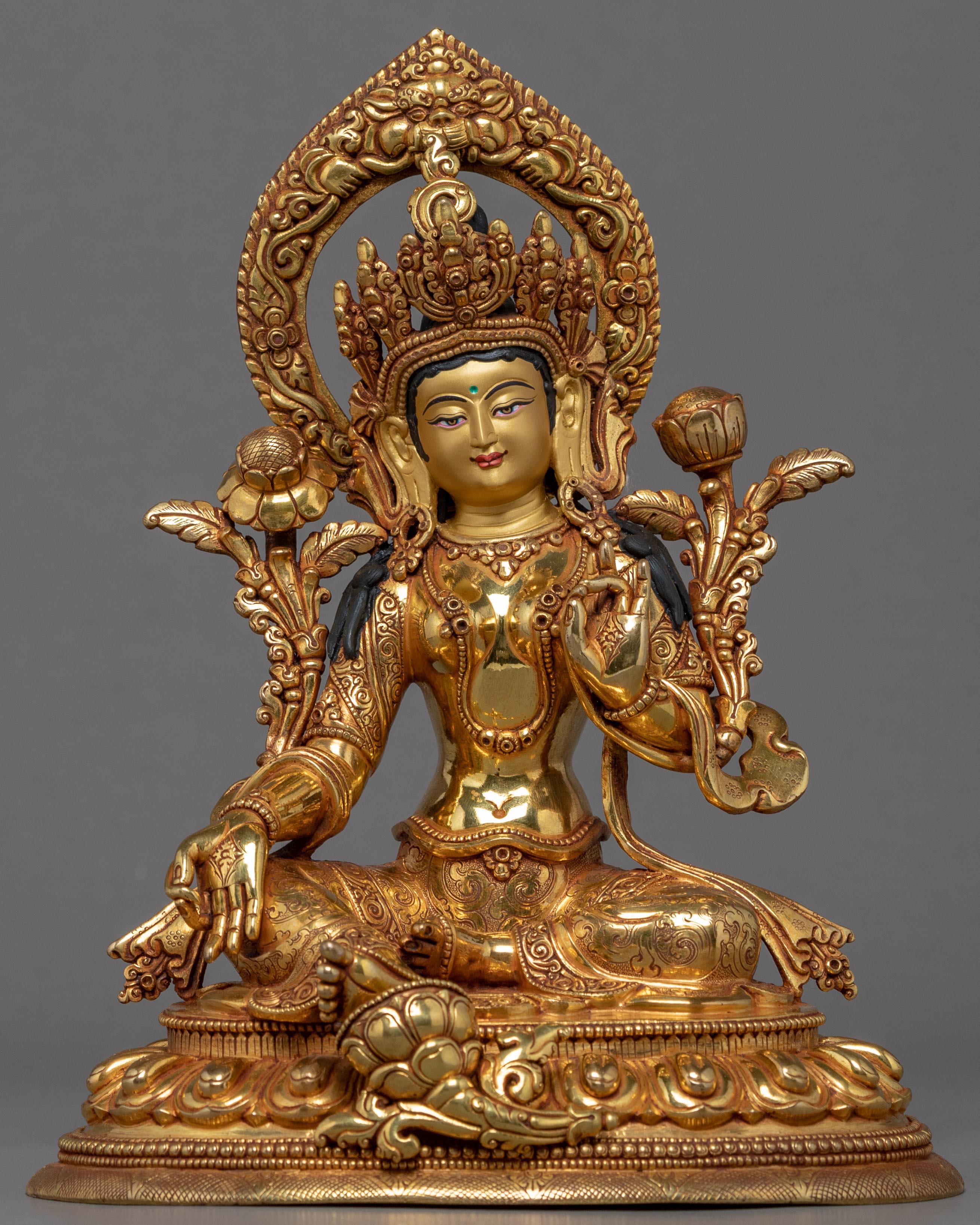 Green Tara Gold Plated Sculpture