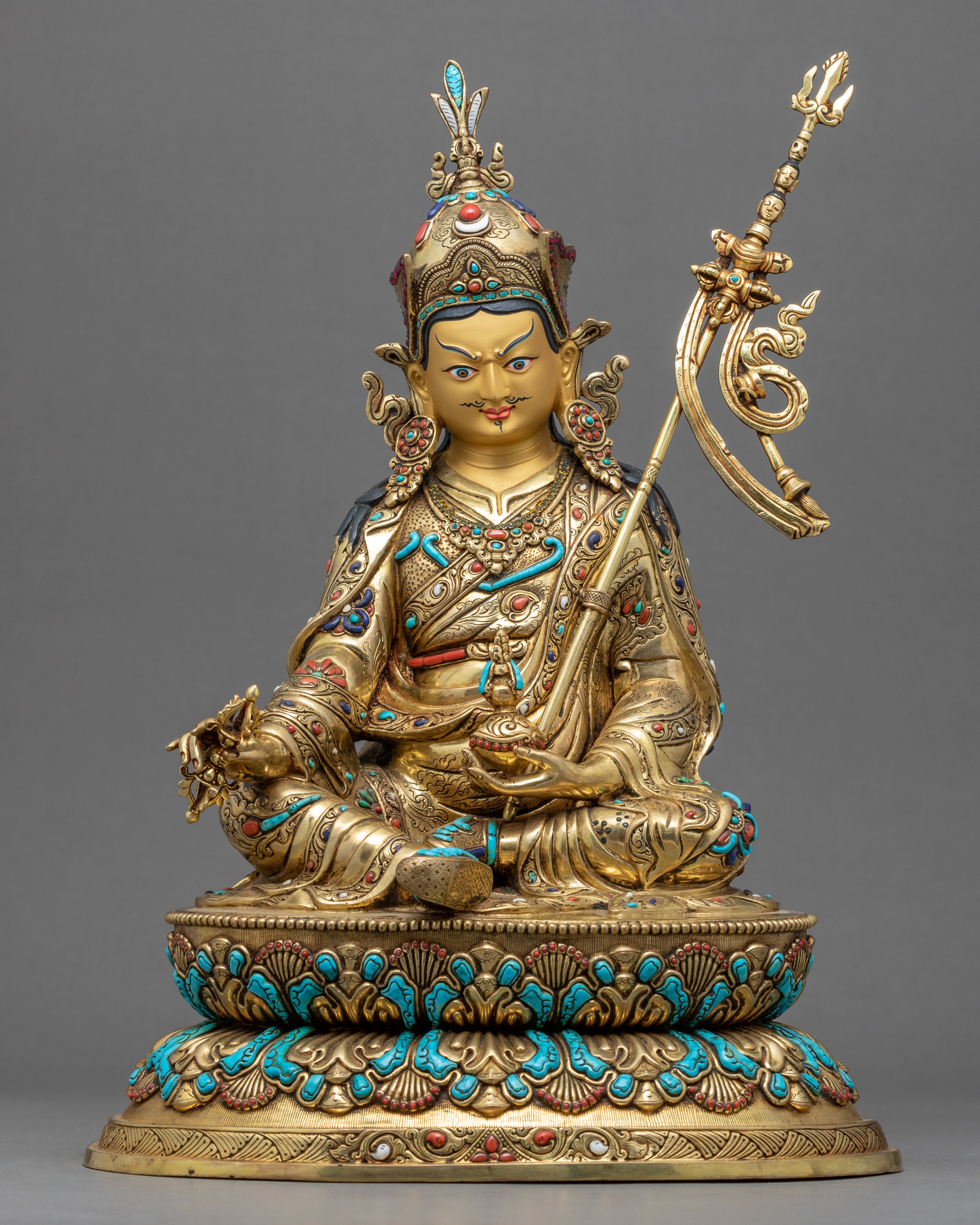 Guru Padmasambhava Sculpture | Finely Hand Painted Buddhist Statue